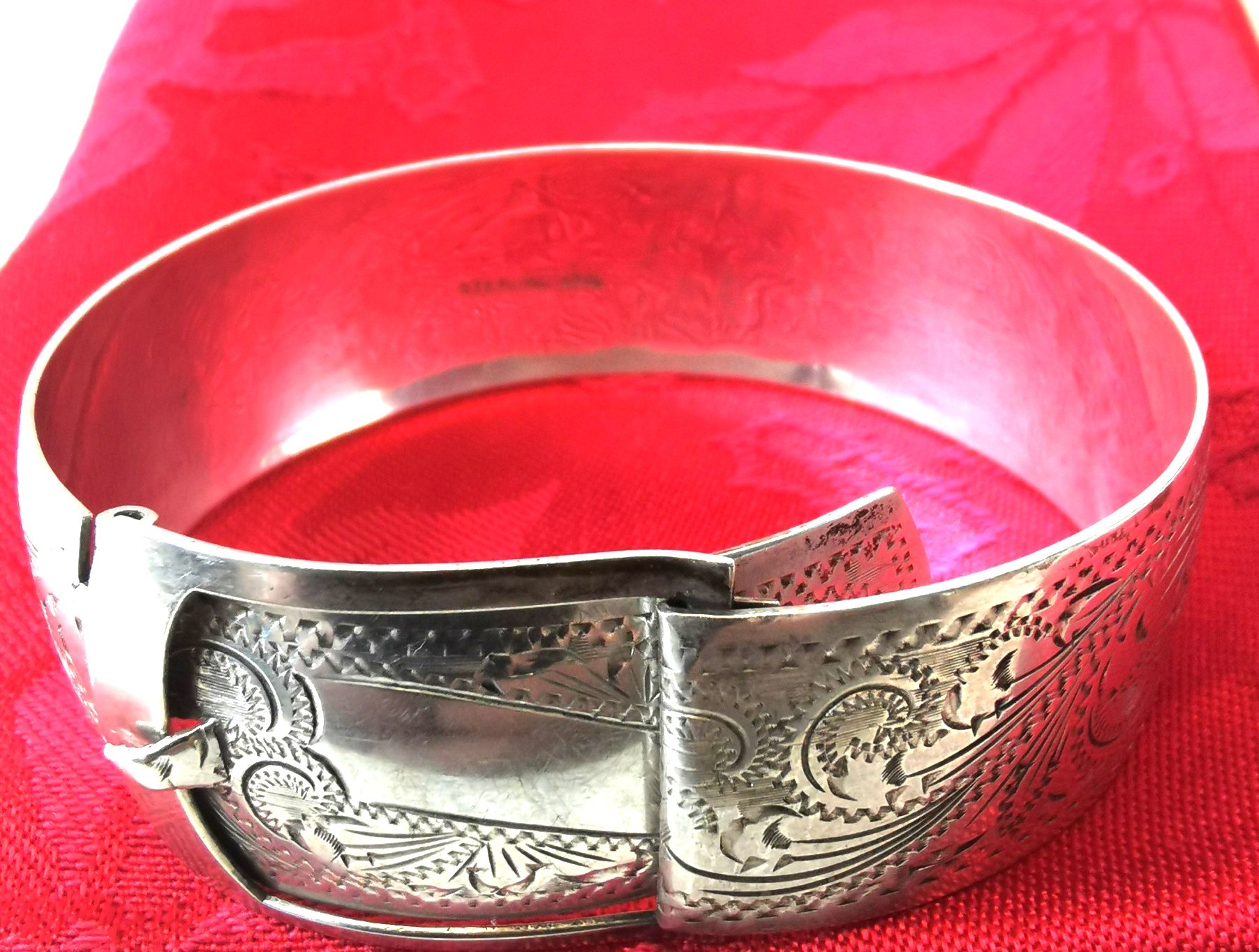 RARE Vintage E.C. Co Toronto Sterling Silver Buckle Bangle - 27g - photo 3