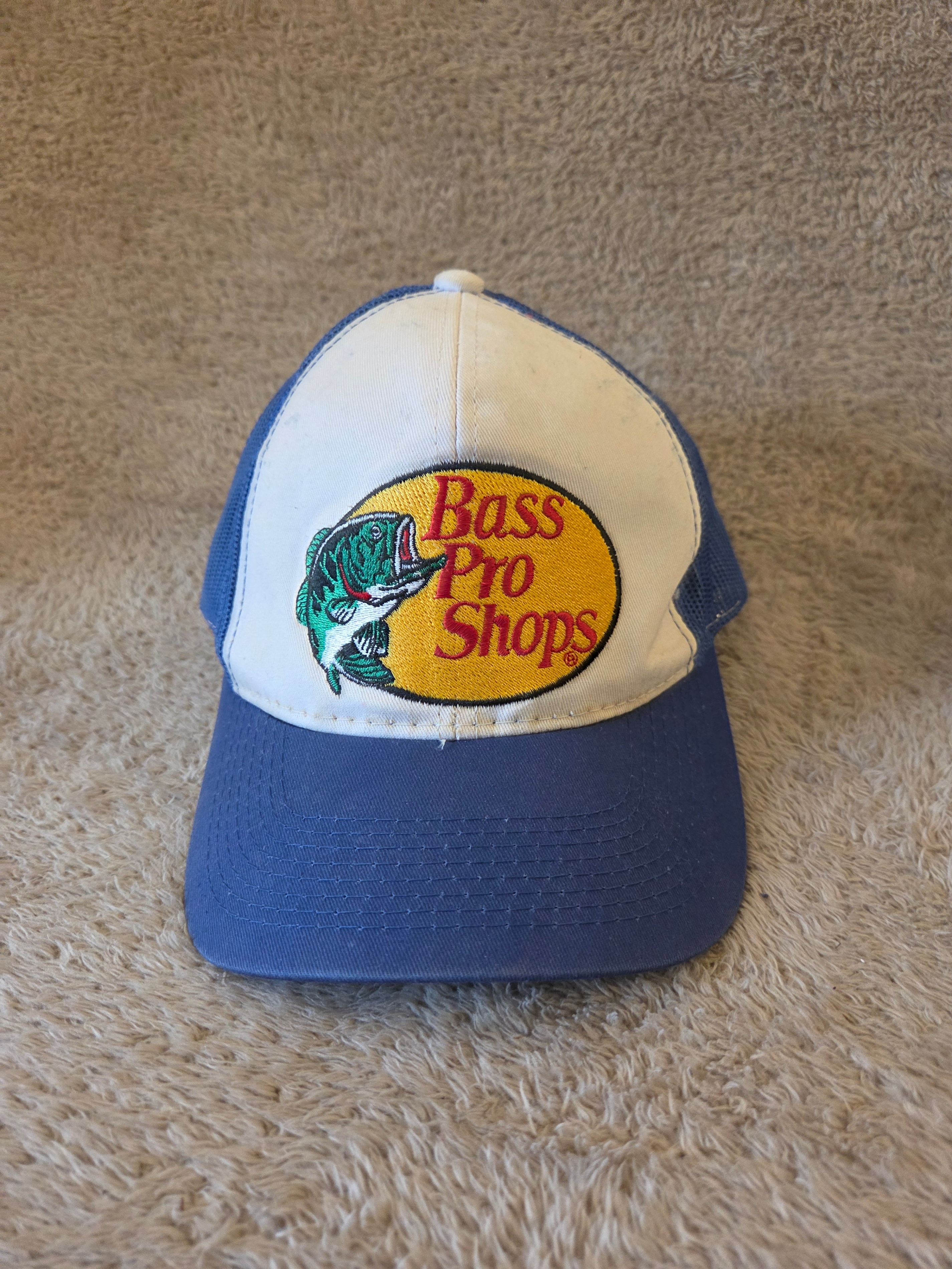 Bass Pro Shops Trucker Hat, Blue/White Snapback
