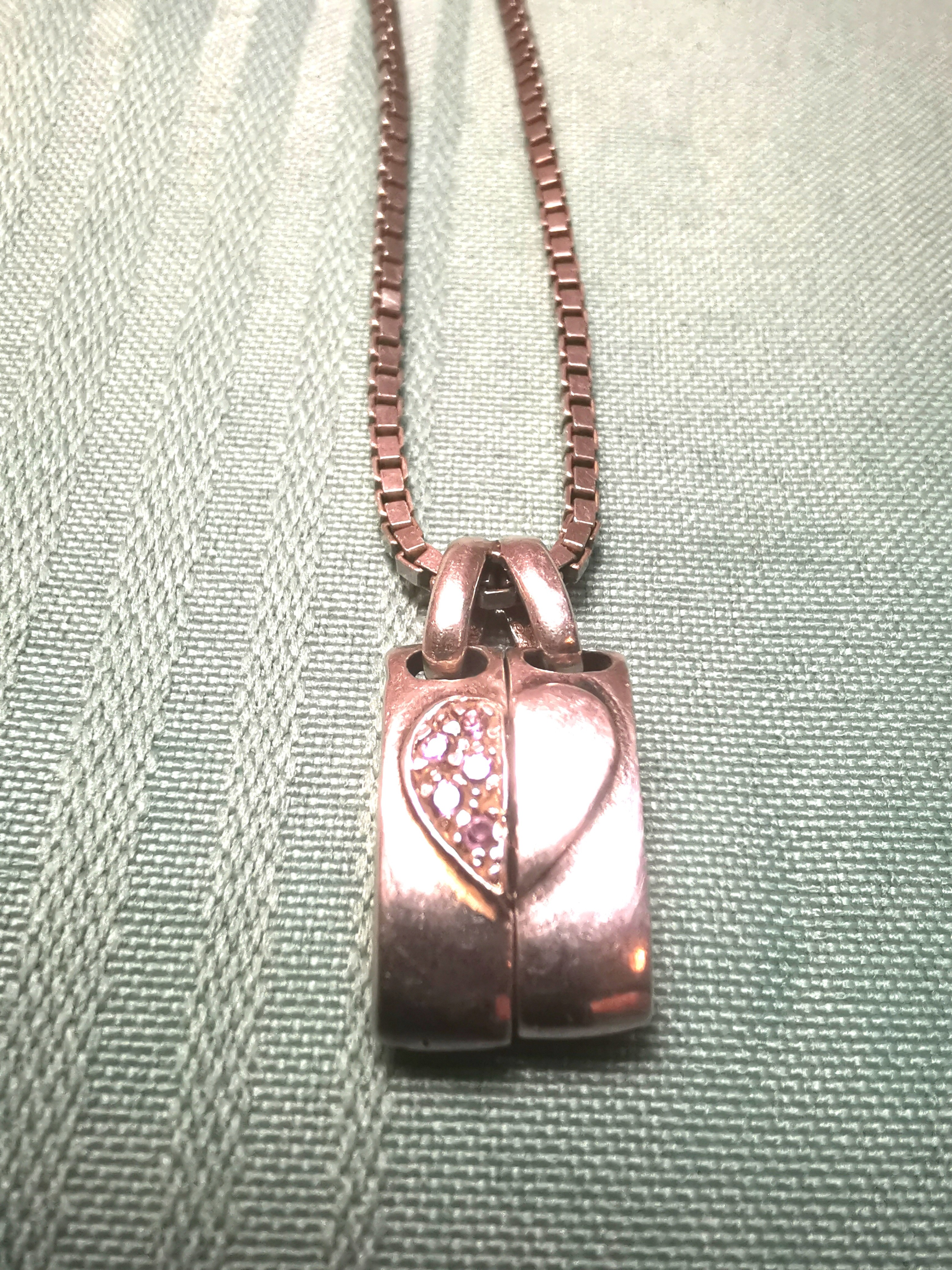 ITALY Sterling Silver 17g Box Chain and Heart Pendant Both 925