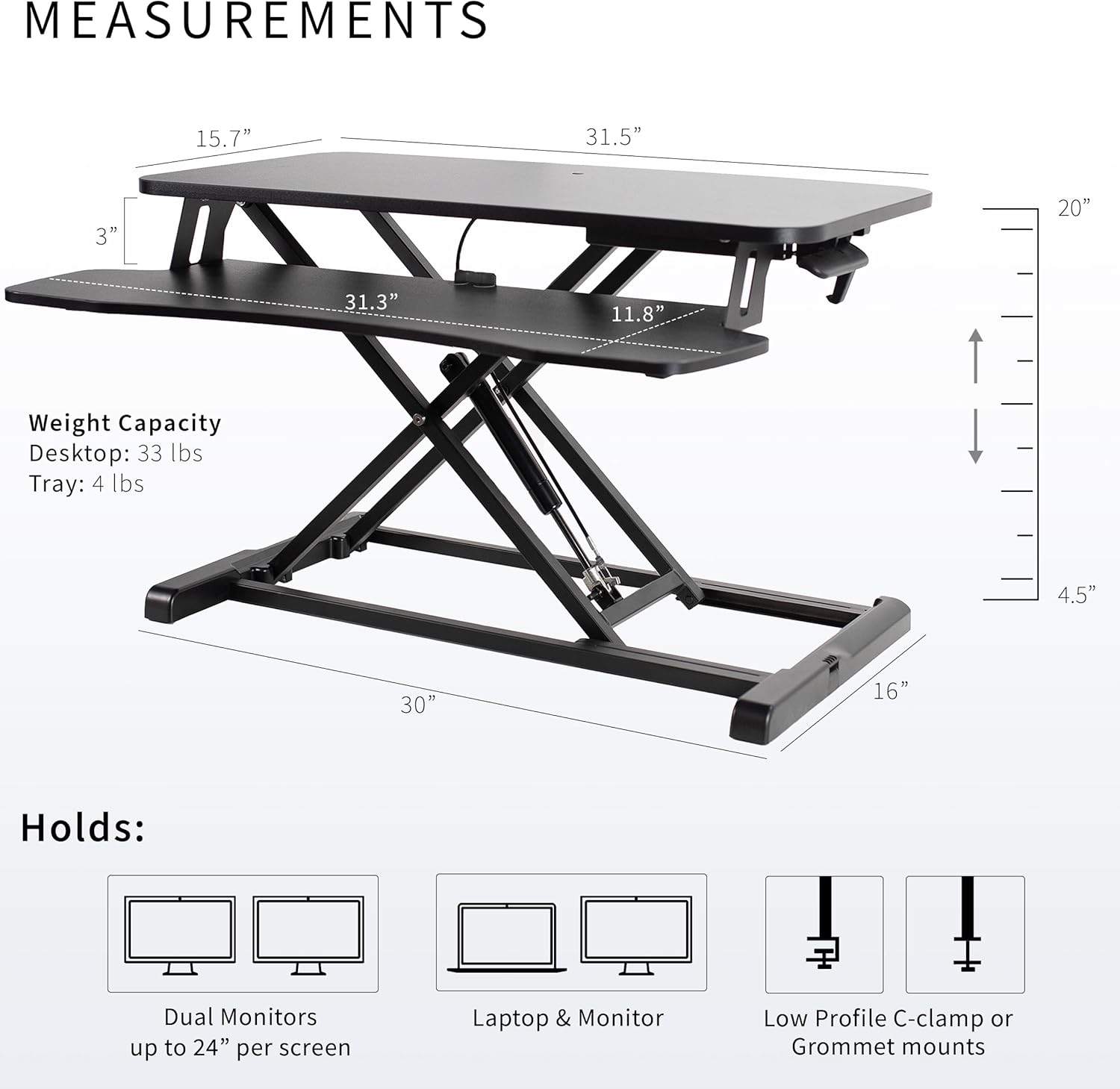 New VIVO 32 inch Adjustable Sit to Stand Desk Riser - photo 3