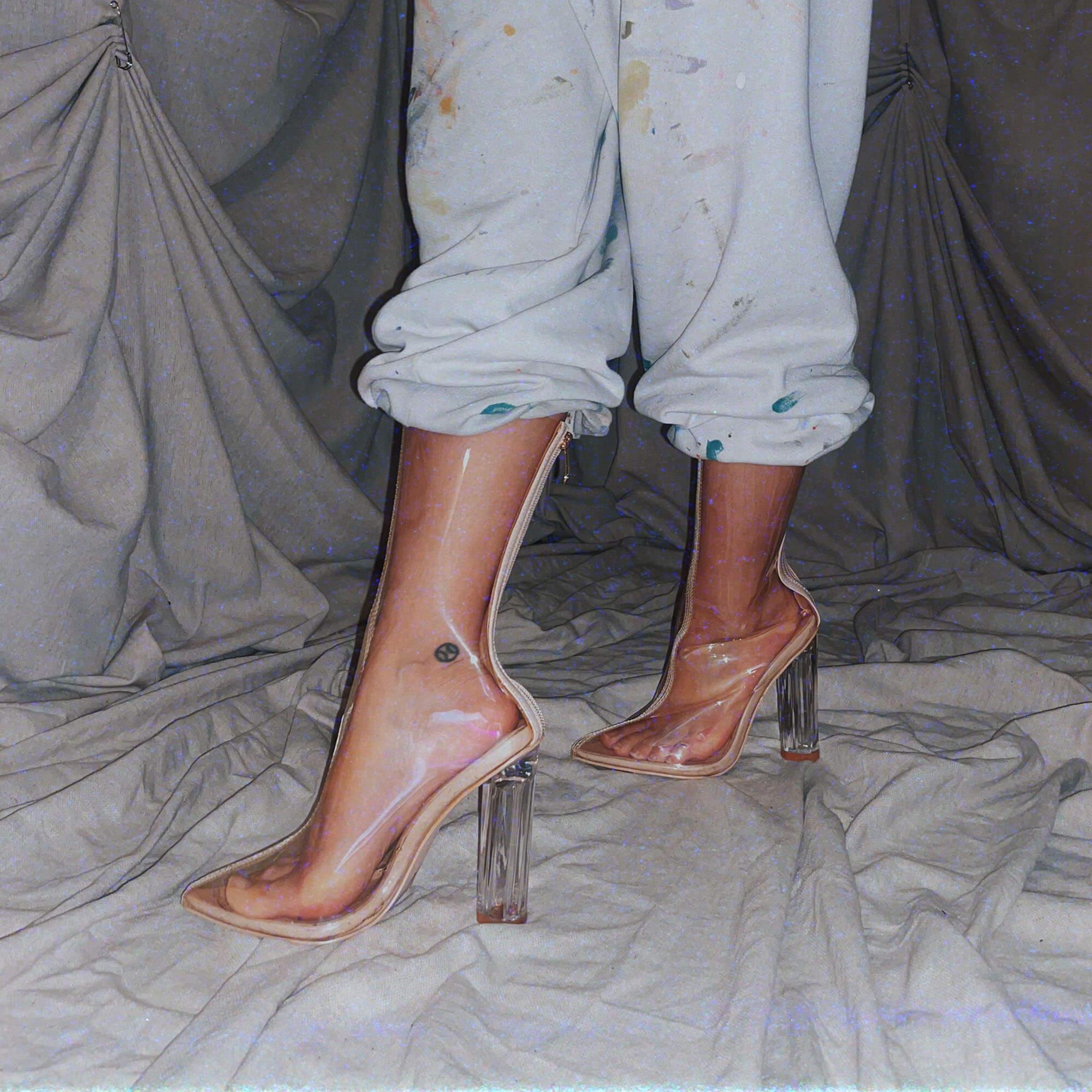 clear / transparent calf boots ★ heels shoes