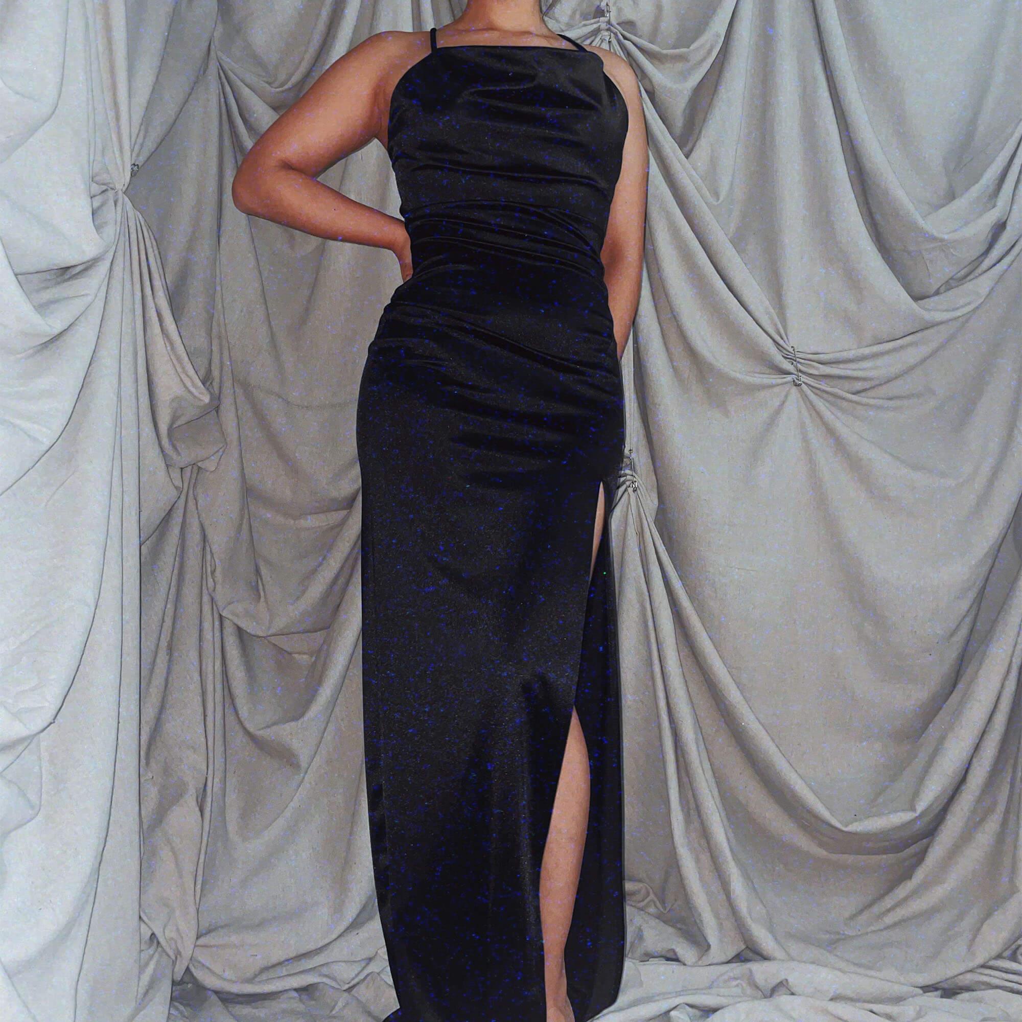 Black Backless Floor Length Dress * maxi high slit