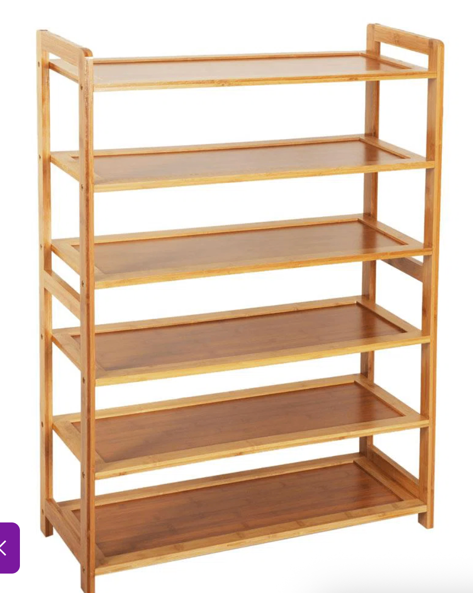 Brown 18 pair shoe rack