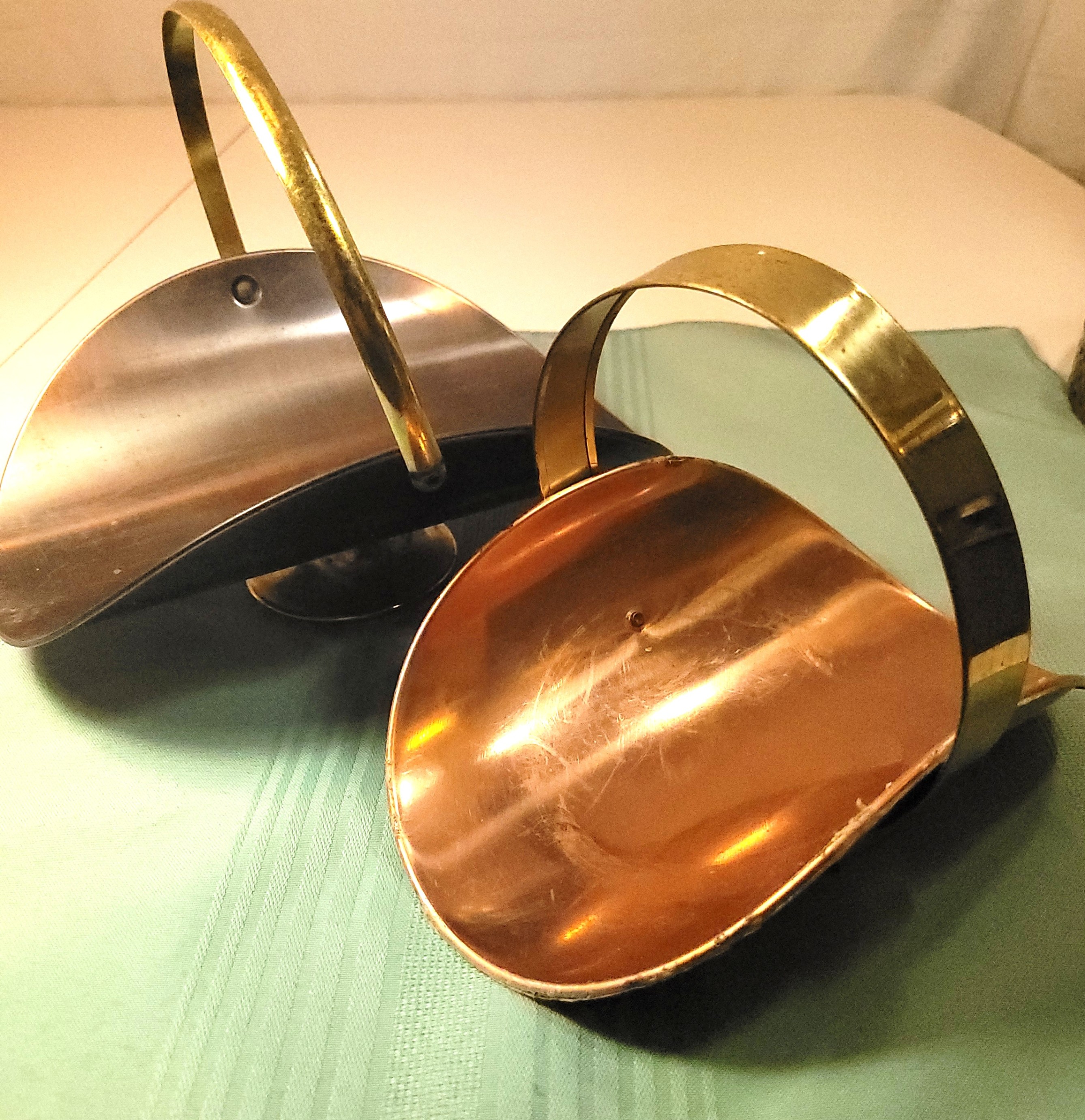 1960s Pair Dutch Copper Brass Coal Scuttle Buckets Vintage - photo 2