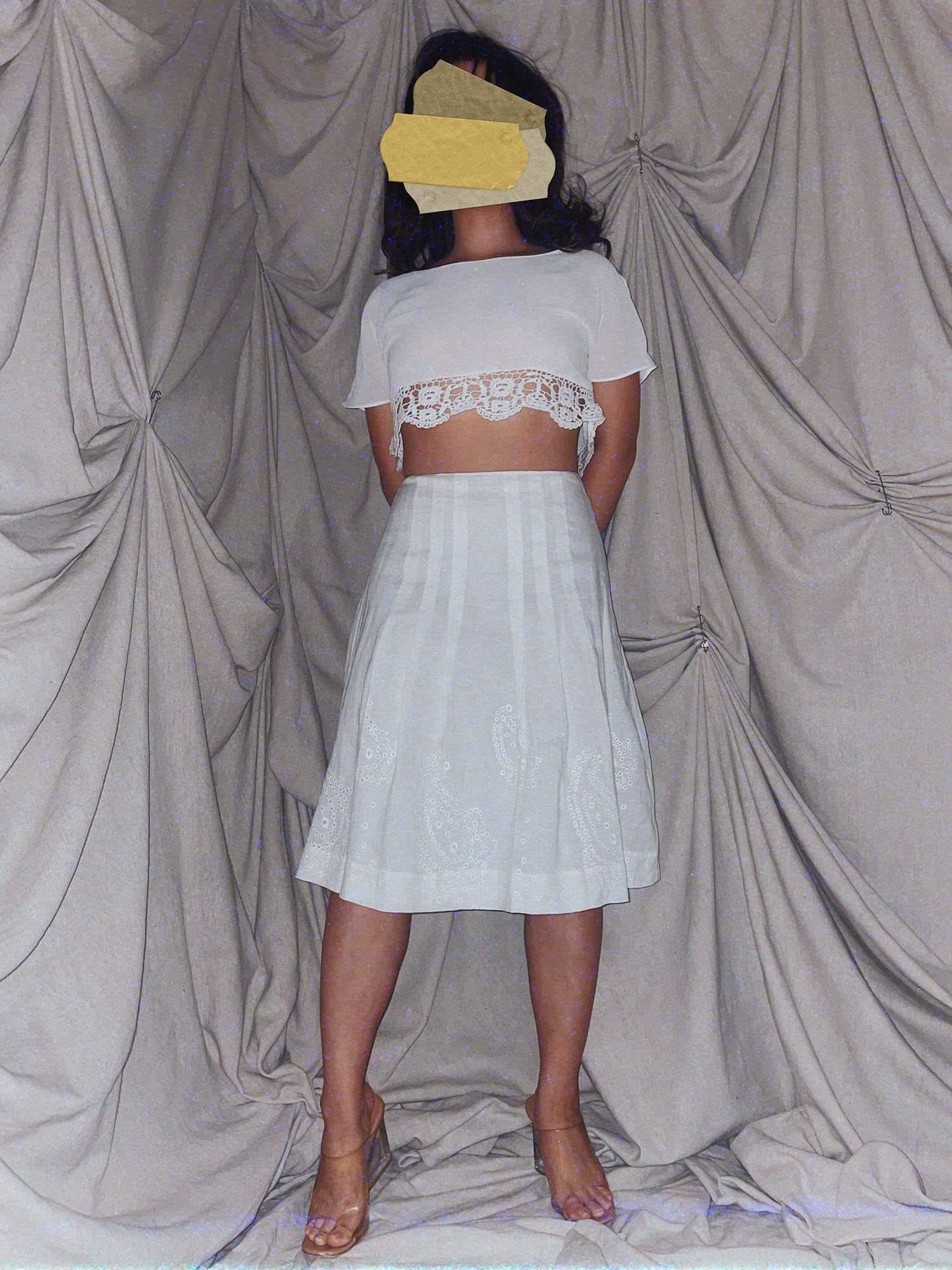 Vintage Paisley Skirt ★ white midi embroidered - photo 2