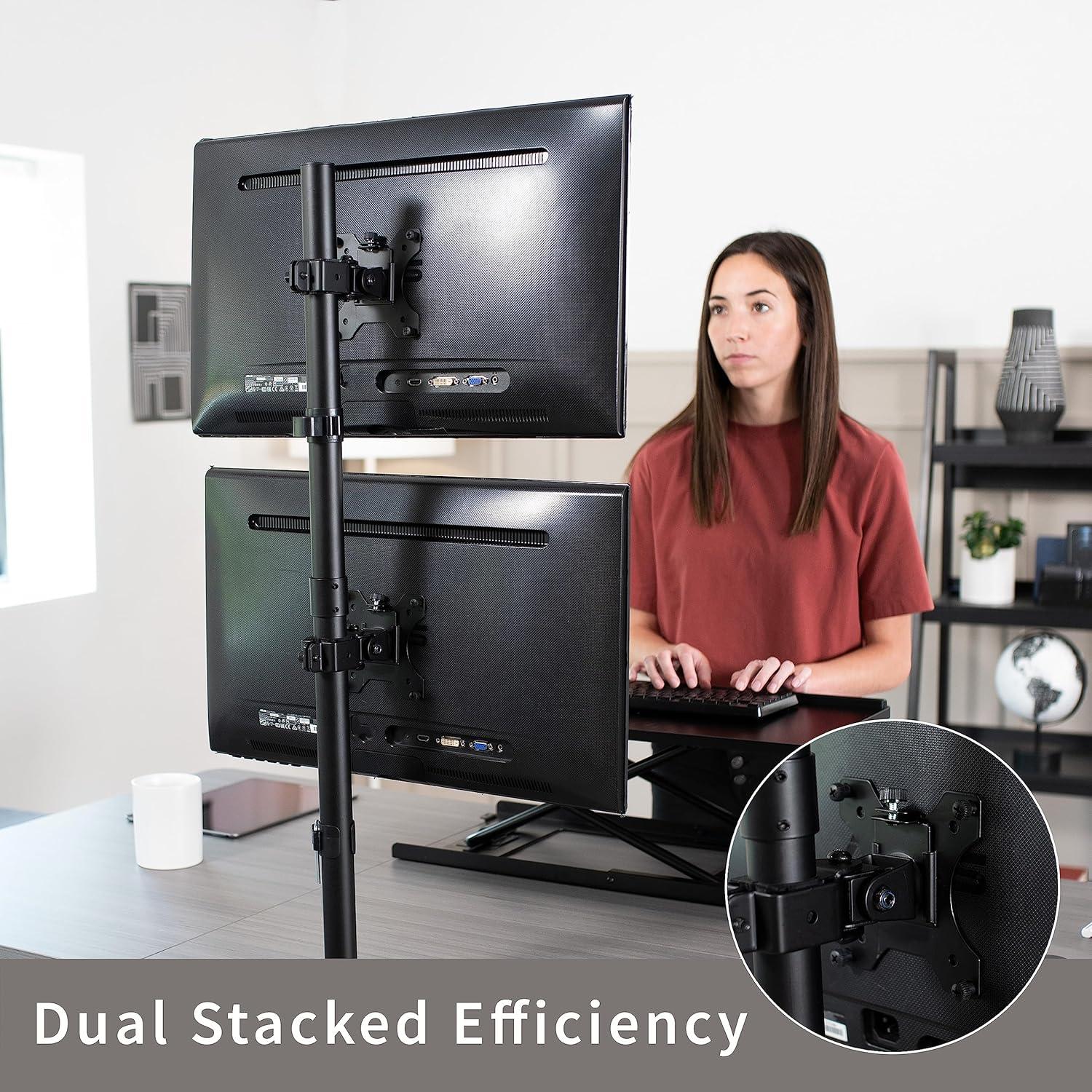 New  VIVO Dual Vertically Stacked Extra Tall  Monitor Desk Mount