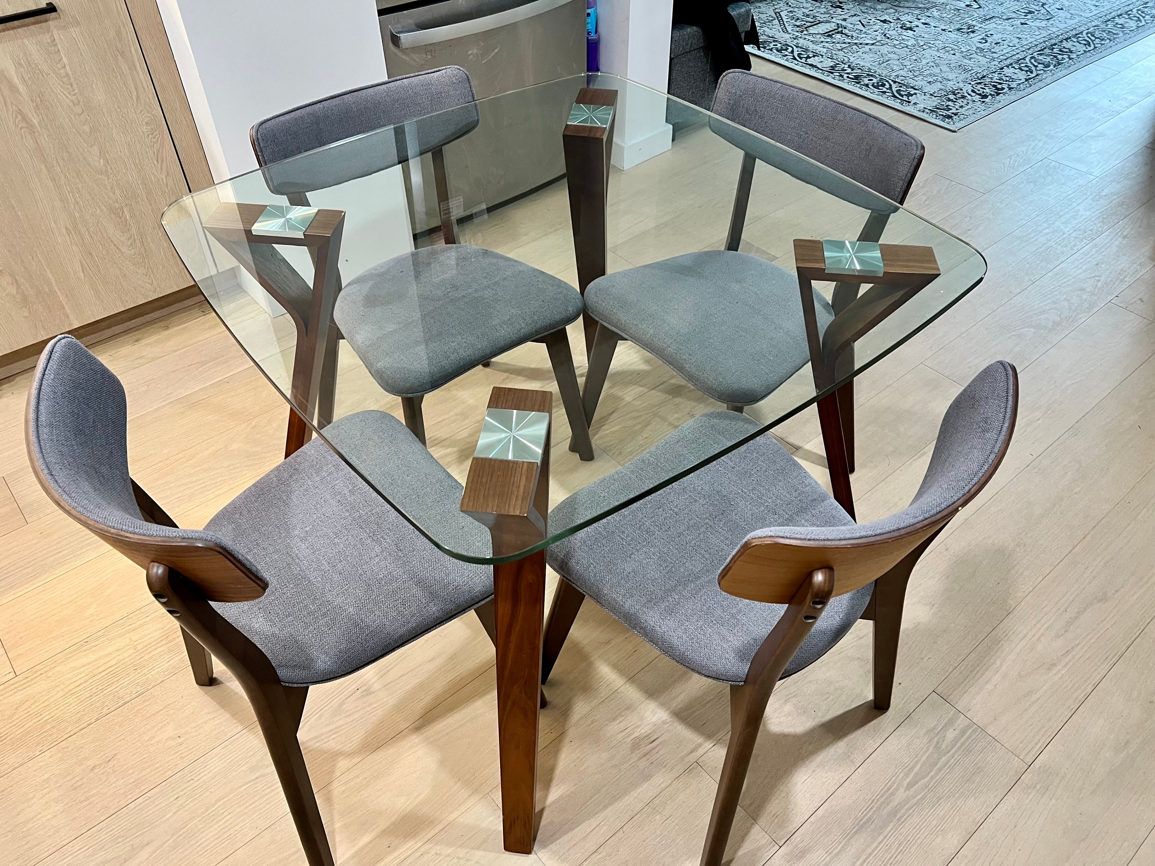 4 Person Glass Top Dining Set