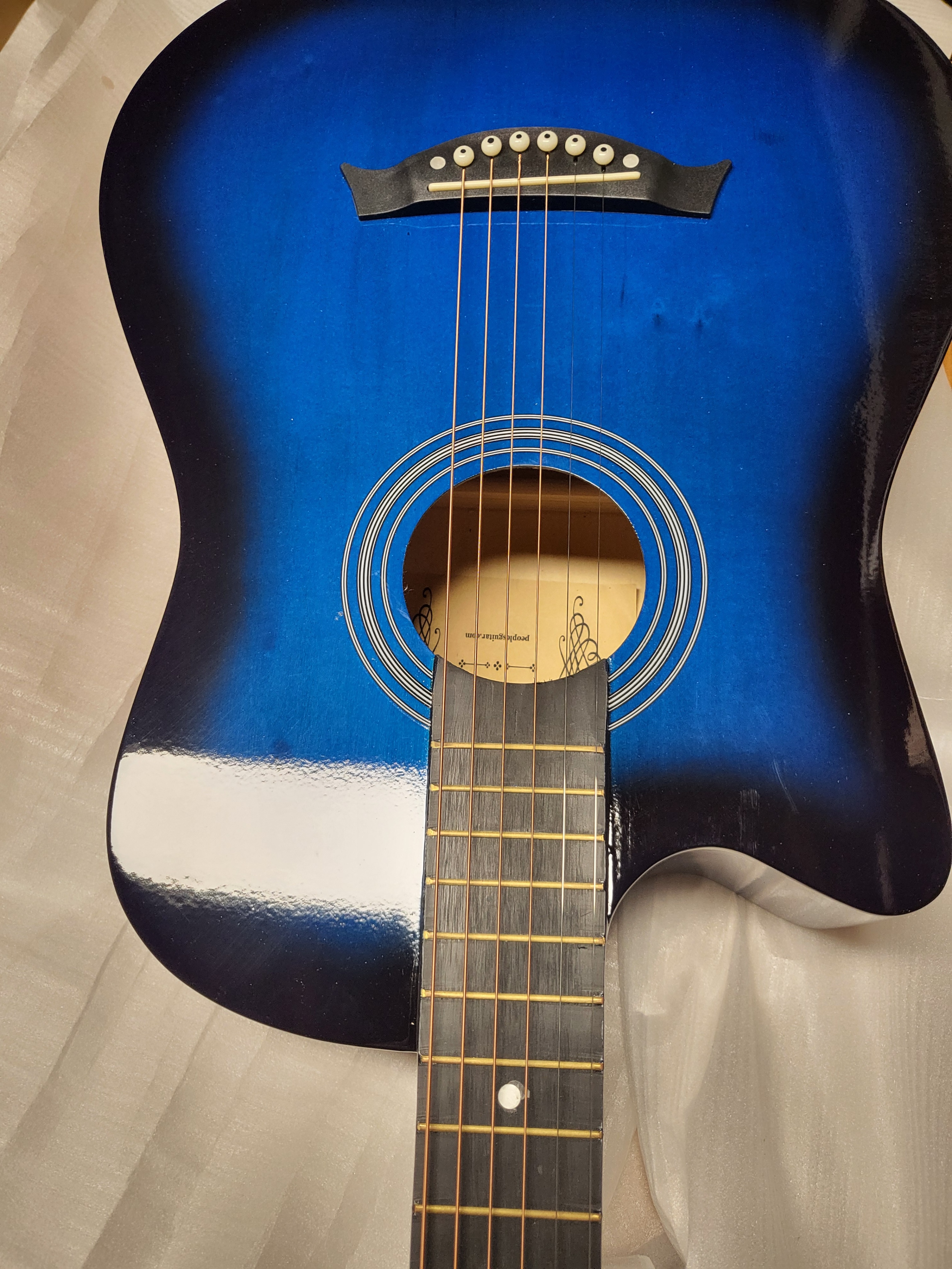 Left-Handed Acoustic Guitar 38” Blue – Minor Body Crack - photo 5