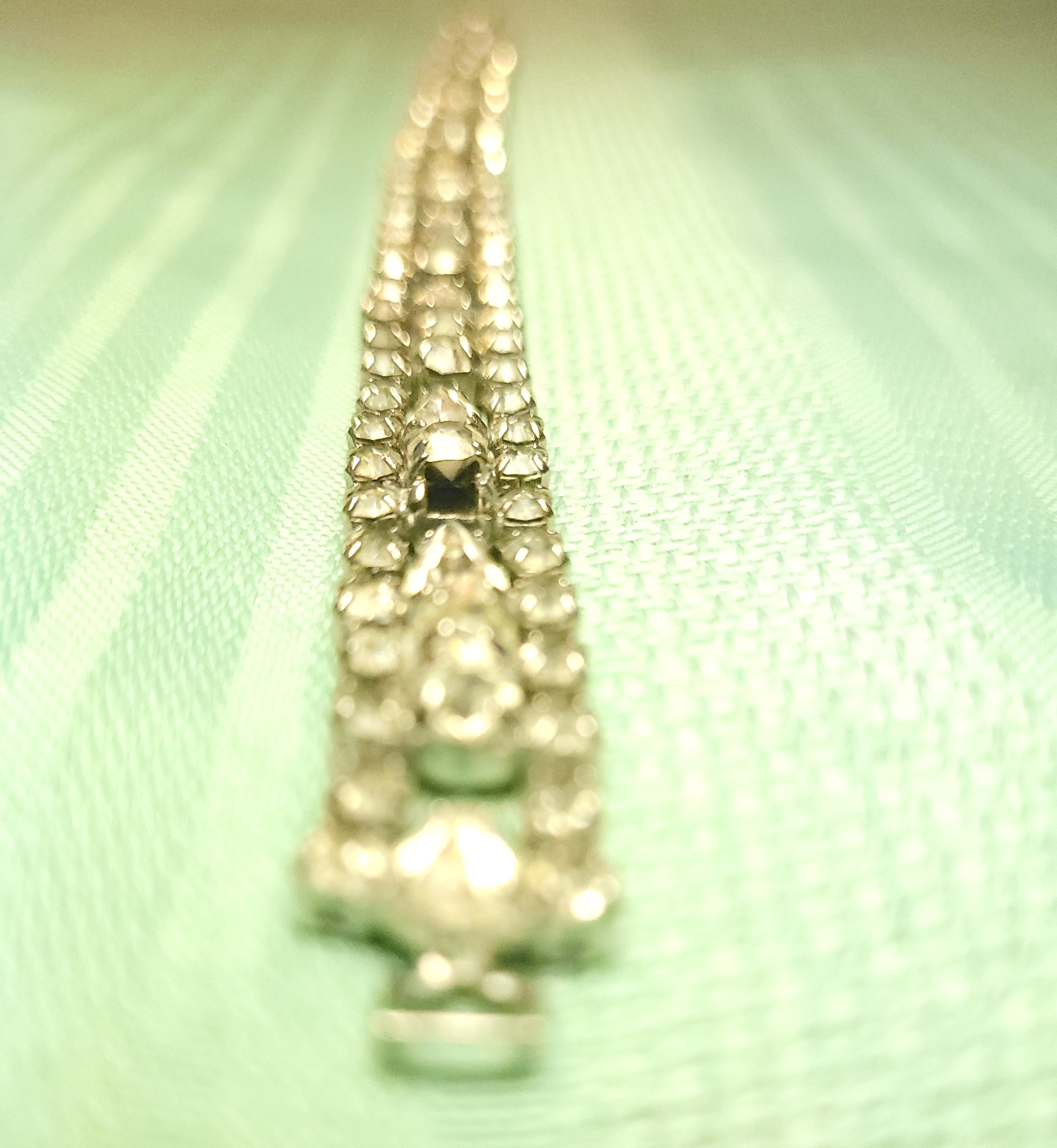 1950s Rhodium Rhinestone Bracelet 7.5" Pear Cut Mid-Century - photo 3