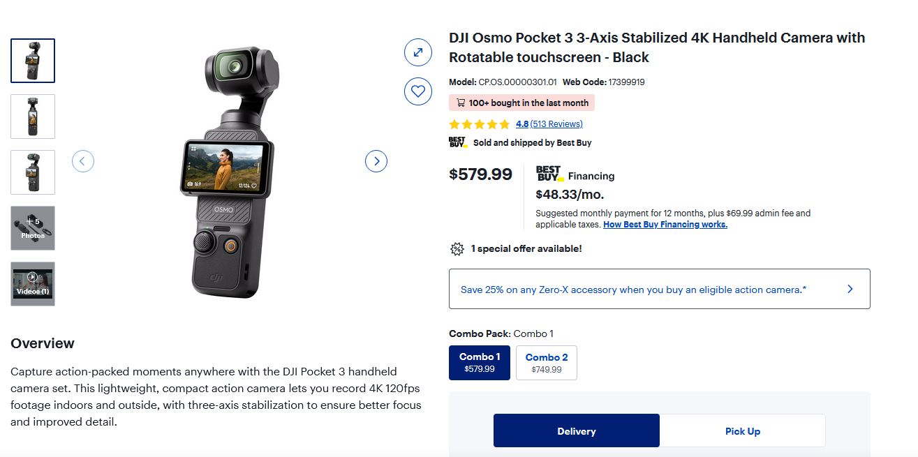 DJI Osmo Pocket 3 - 3-Axis Stabilized 4K Camera - New - photo 2