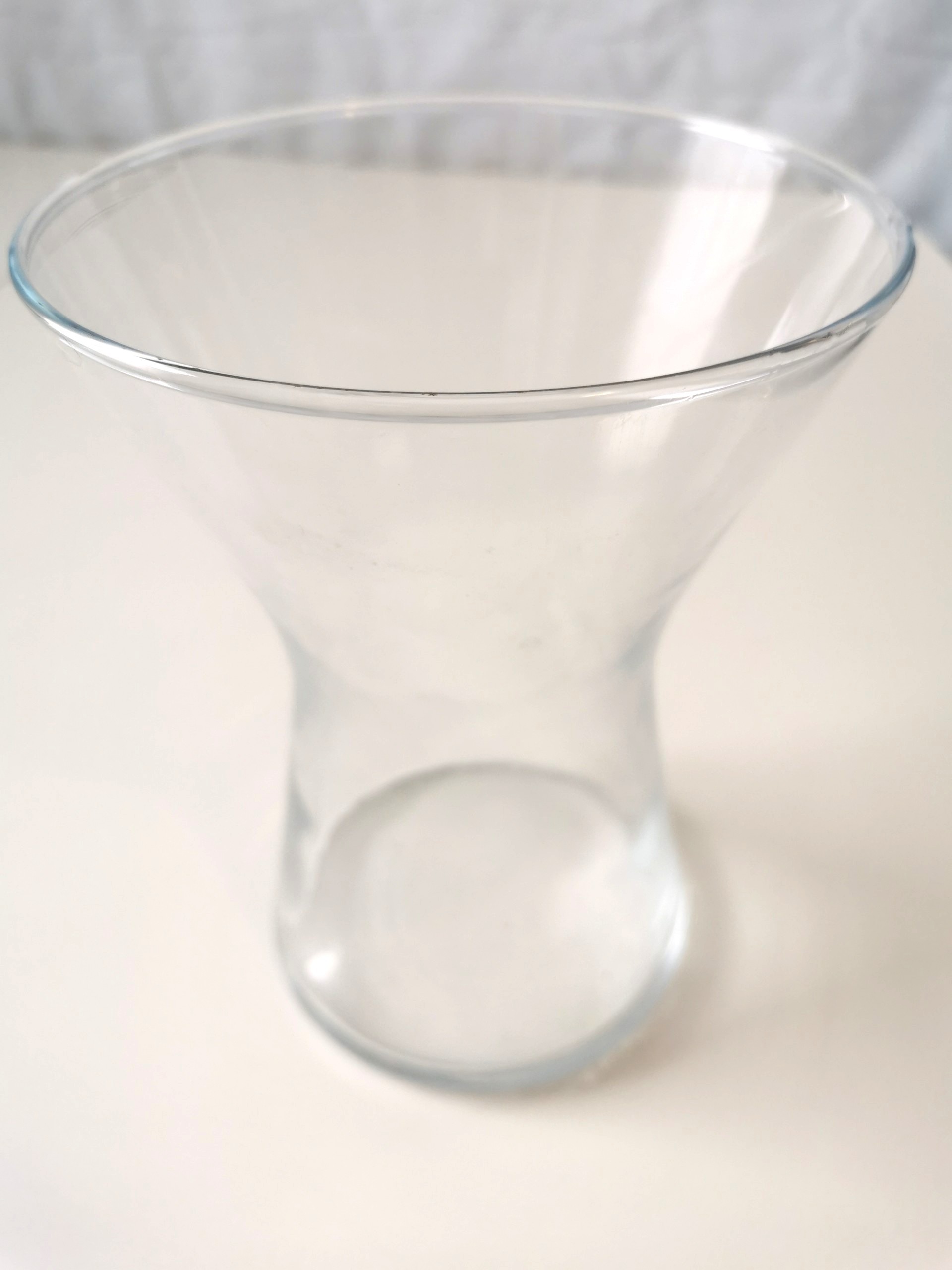 Vintage Clear Glass Hourglass Vase - 7.5" Tall Belly Shape