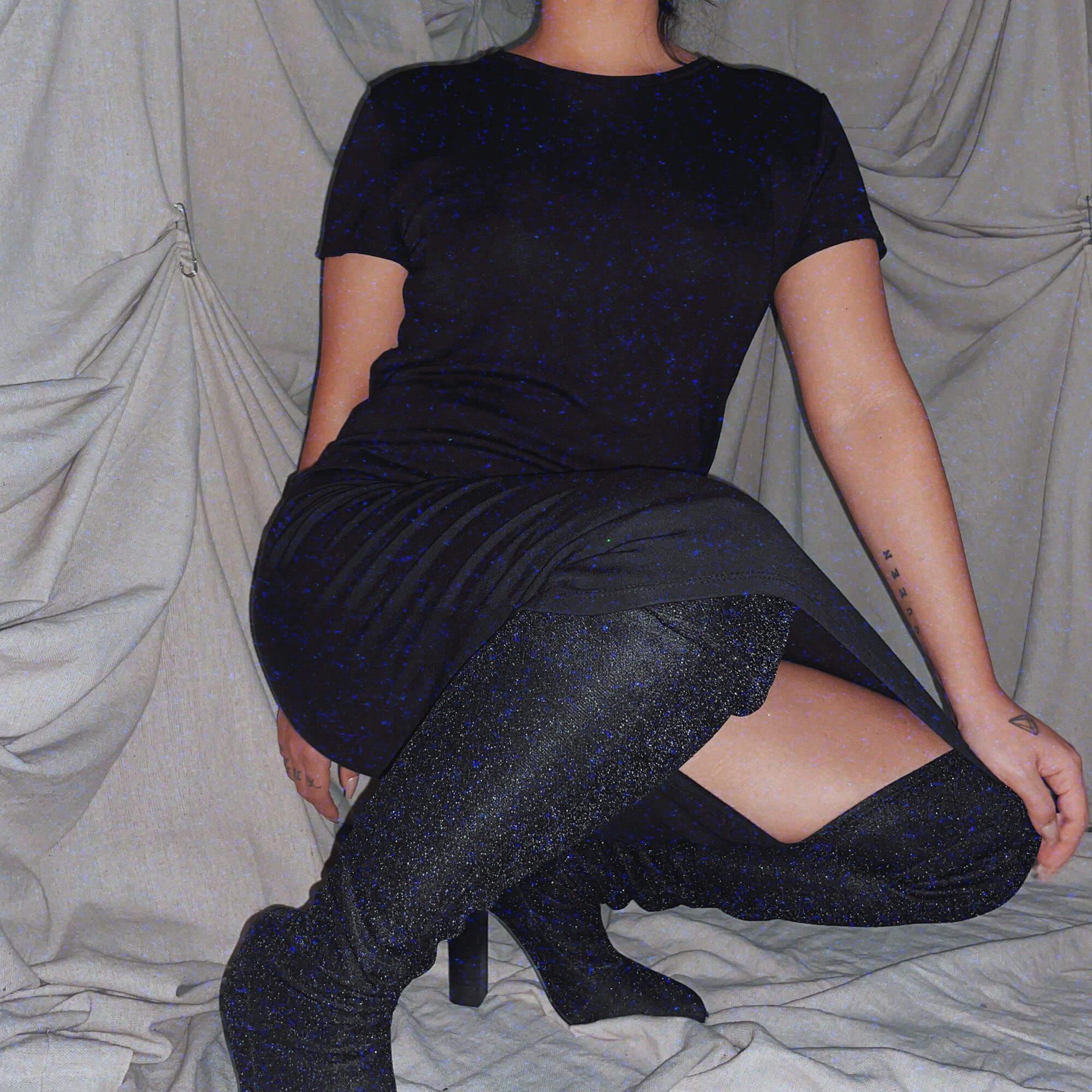 Midi Tshirt Dress Black casual top
