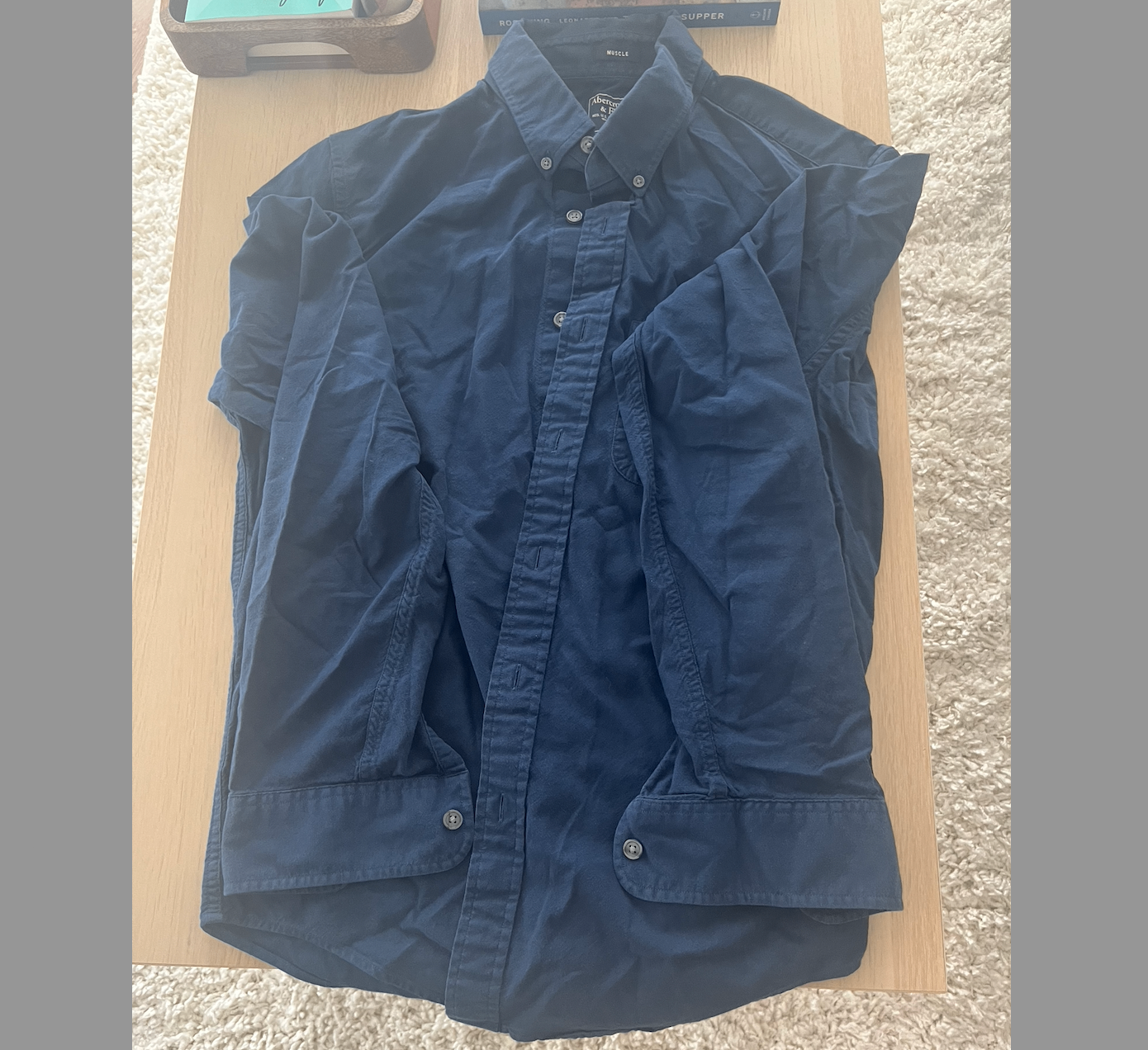 Men’s Navy Blue Abercrombie and Fitch Long-Sleeve Collared Shirt - photo 2
