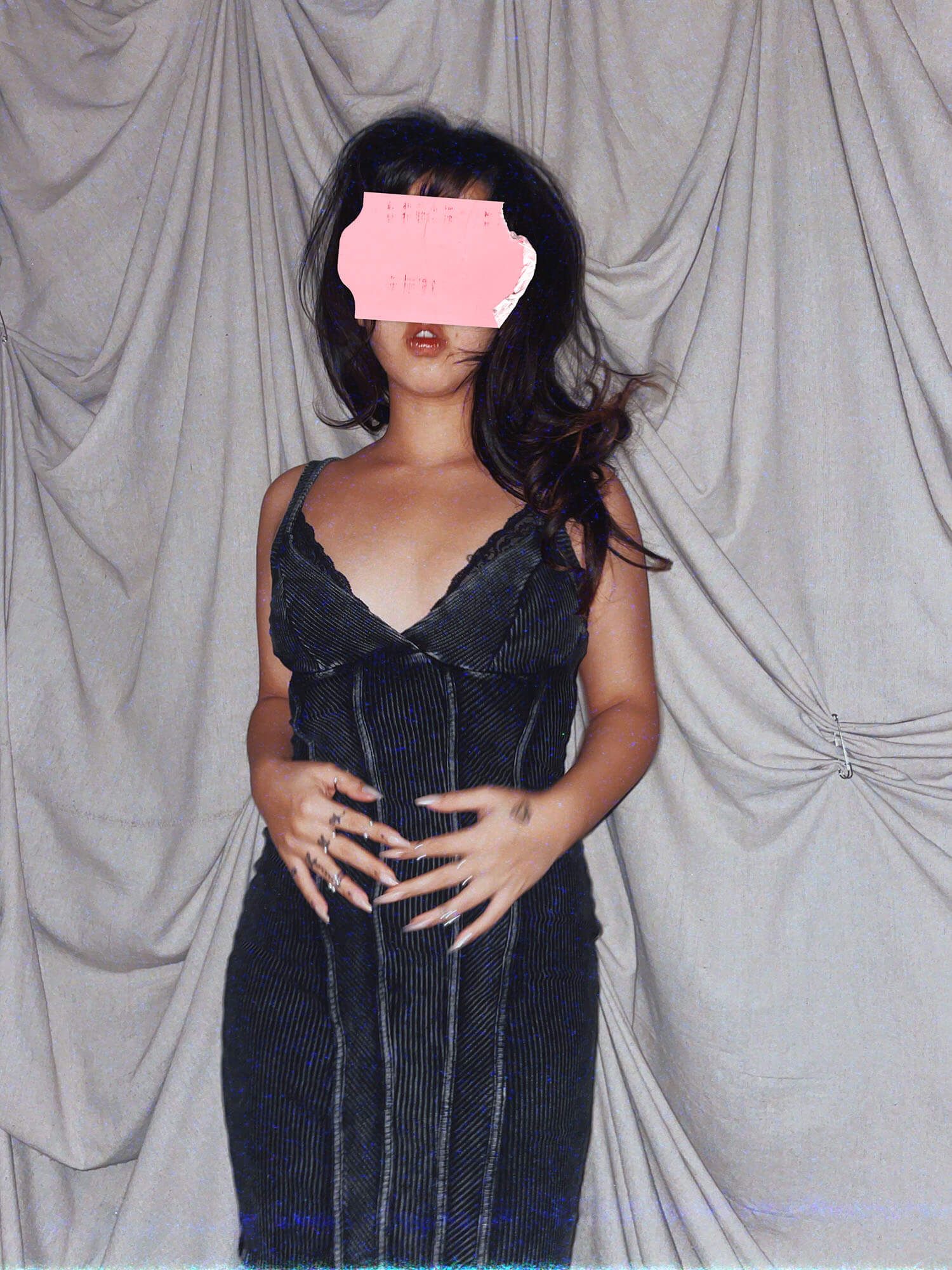 black brown acid wash bodycon midi vneck dress - photo 2