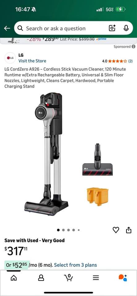 LG Cord Zero Silver A926 Vacuum - photo 2