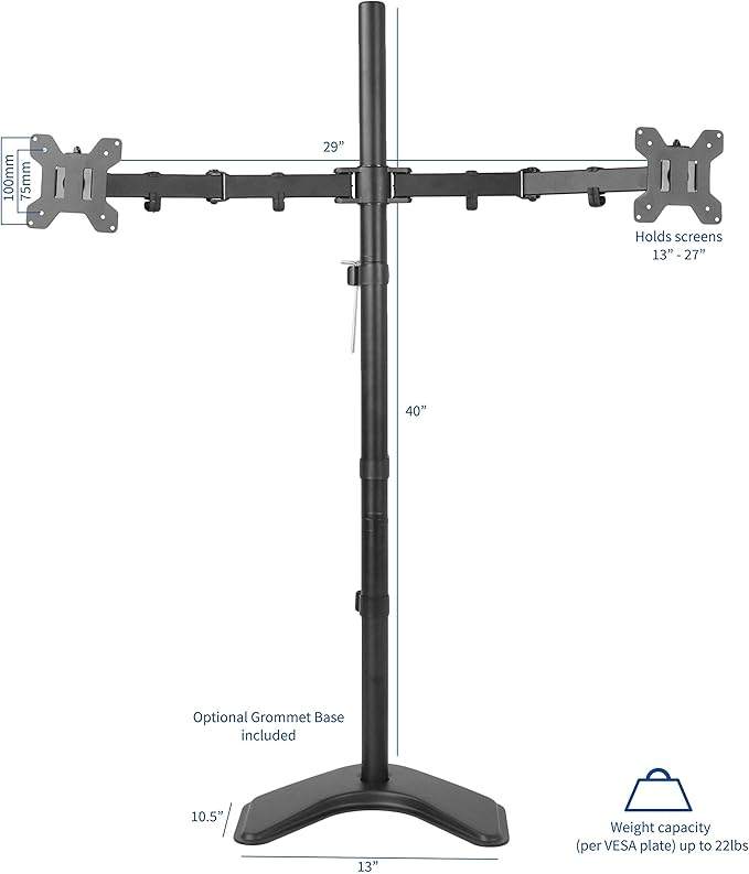 New VIVO Dual Monitor Extra Tall Stand - 40"Pole - photo 2