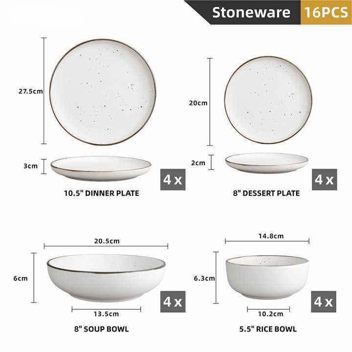 White 16 pcs dinner set-Stoneware - photo 3
