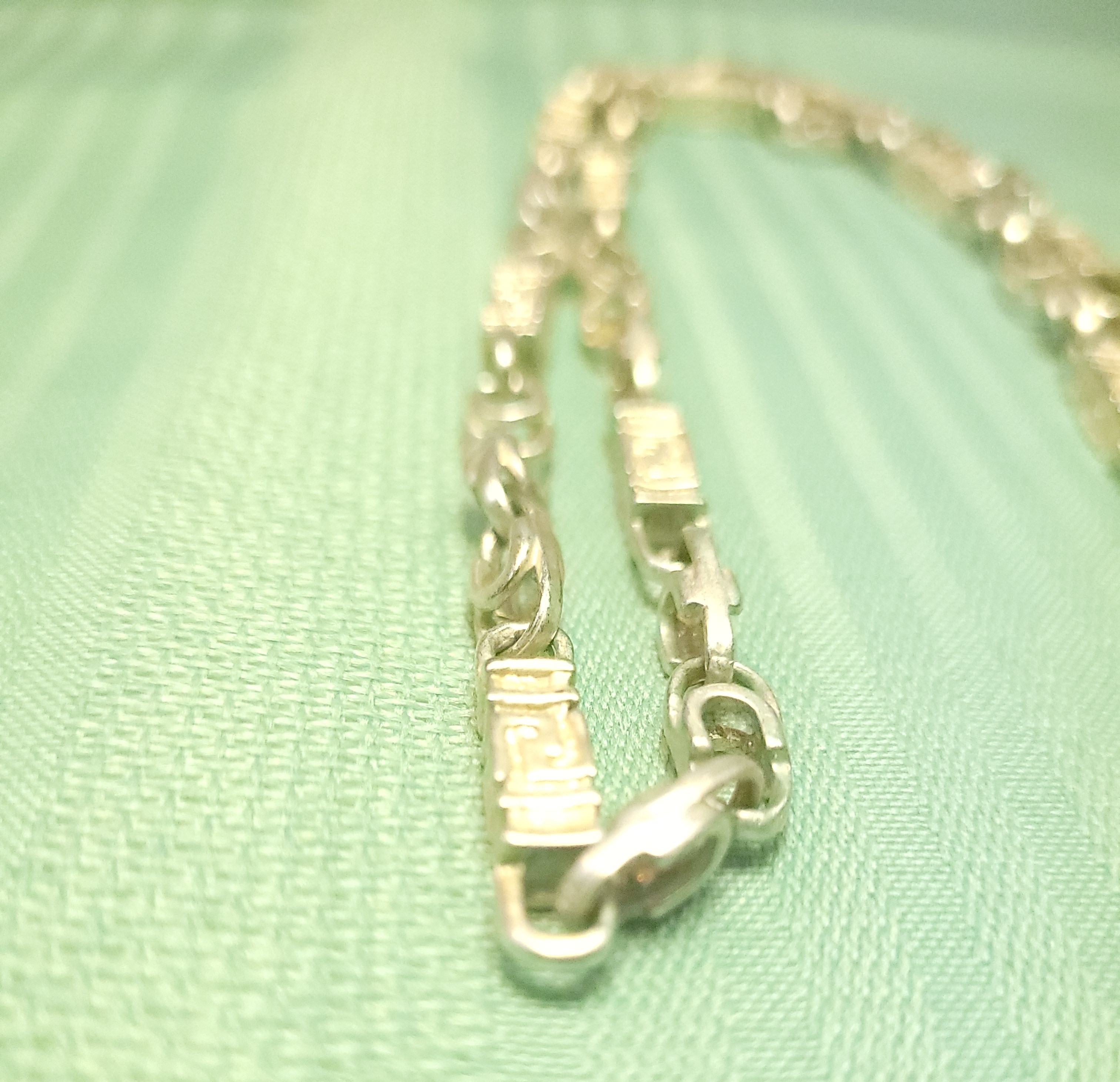 90s Silver Tone Greek Key Meander Choker Necklace 15.5" Retro