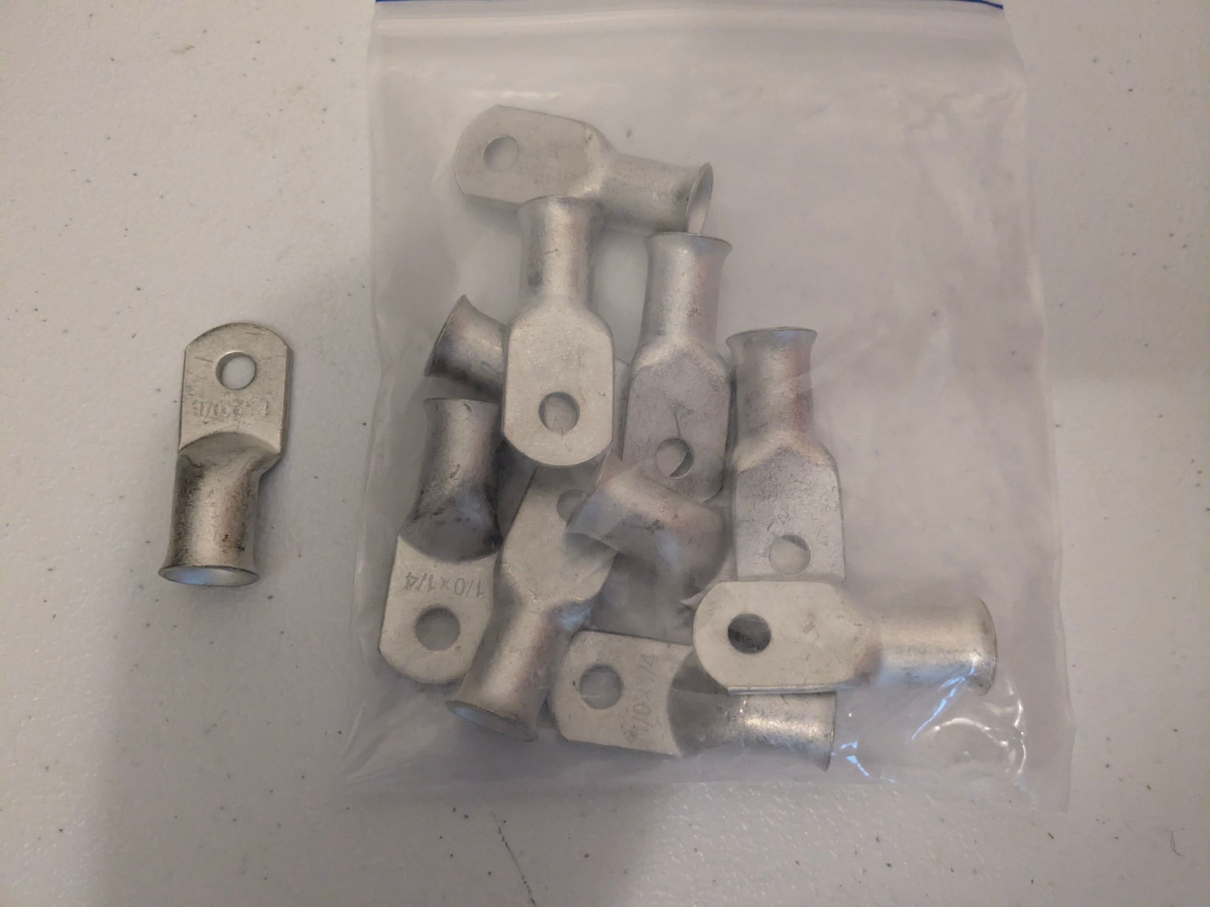 0/1/2 AWG Heavy Duty 2x1/4 Copper Lugs - 11 Pcs - photo 3