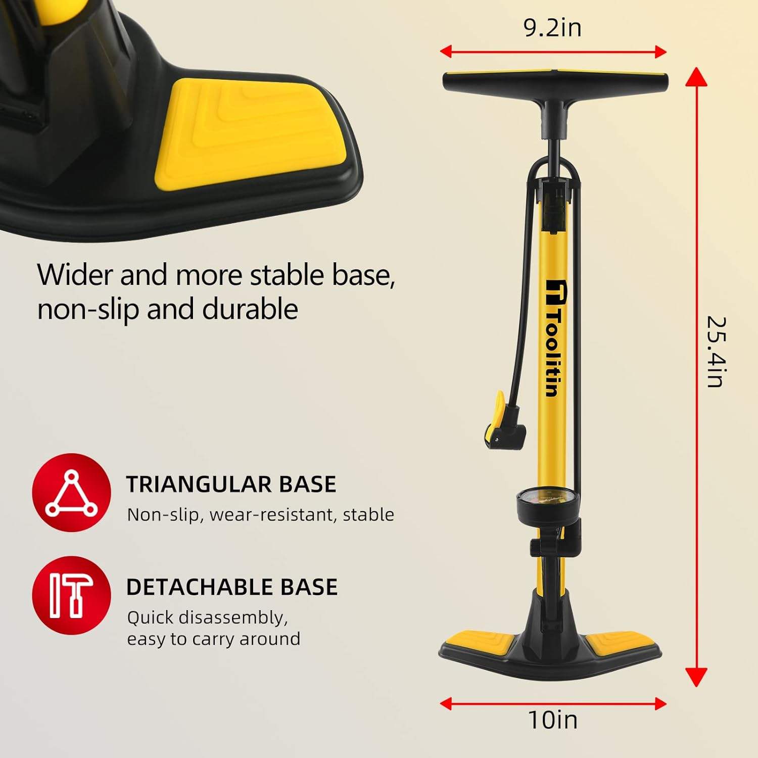 Toolitin Floor Bike Pump with Gauge