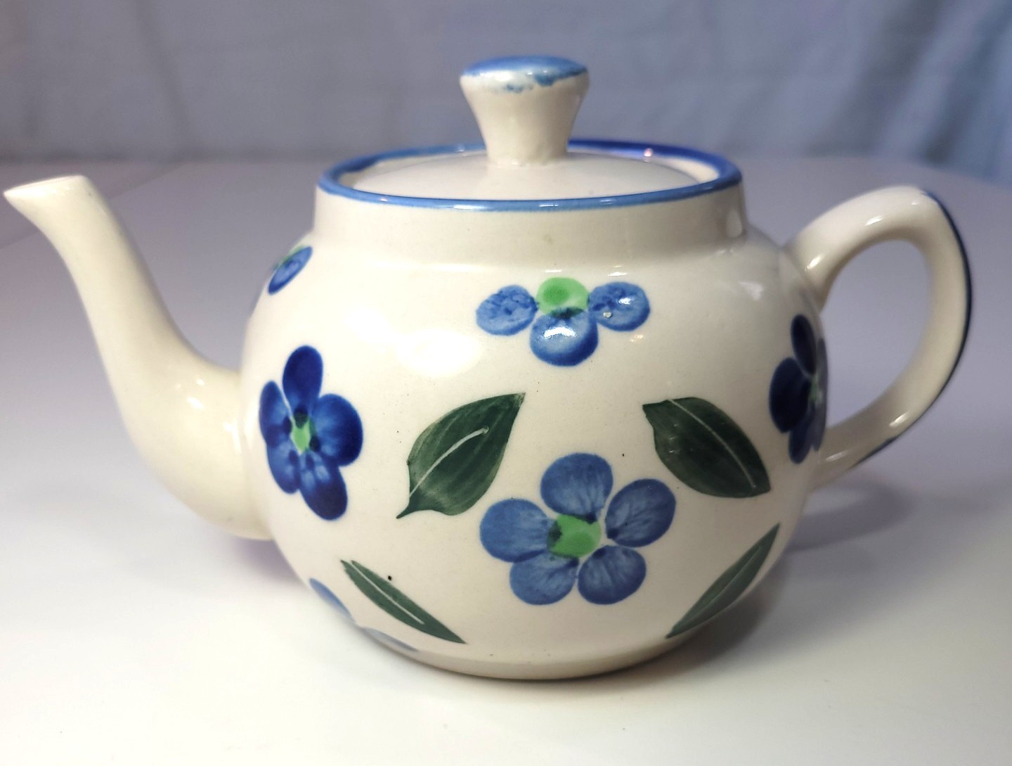Vtg 1970s Chinese Jingdezhen Porcelain Teapot Blue Hand Painted - photo 2