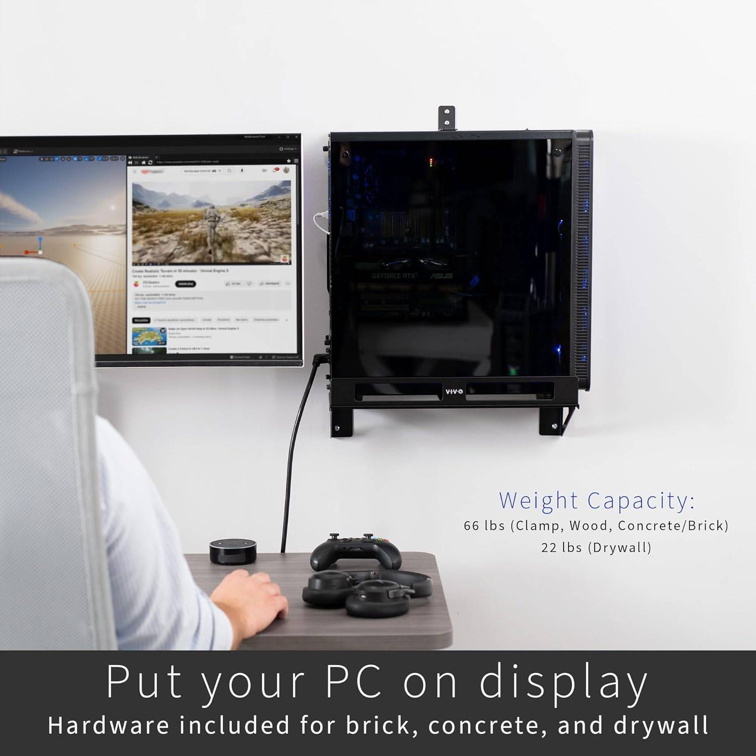 New  VIVO Clamp-on  Gaming PC Holder with Wall Mounting Option - photo 5