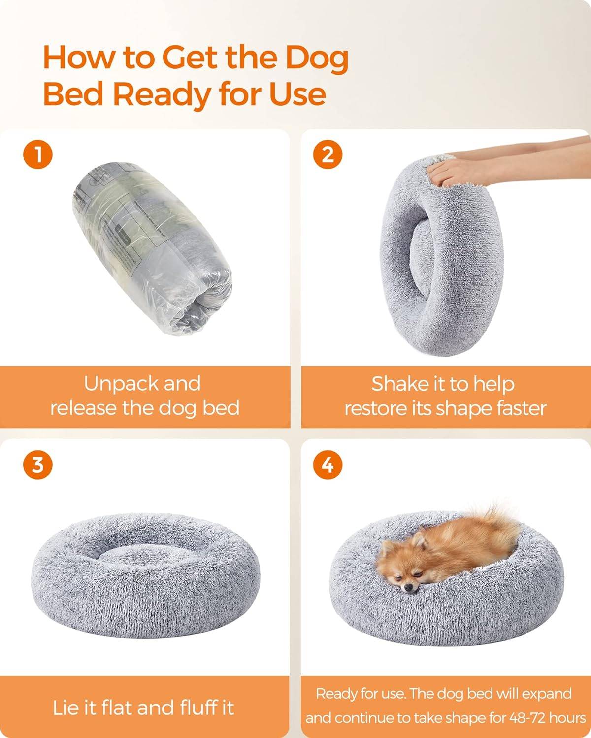 Feandrea FluffyHug Pet Bed, Calming Donut, Soft Fluffy Plush - photo 4