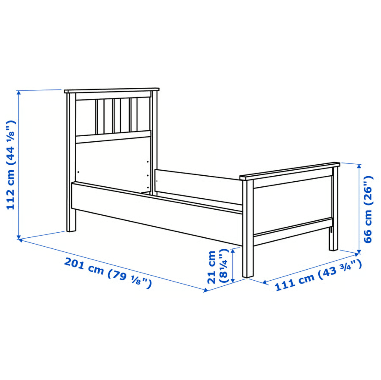 IKEA HEMNES Bed frame, white stain, Twin - photo 2