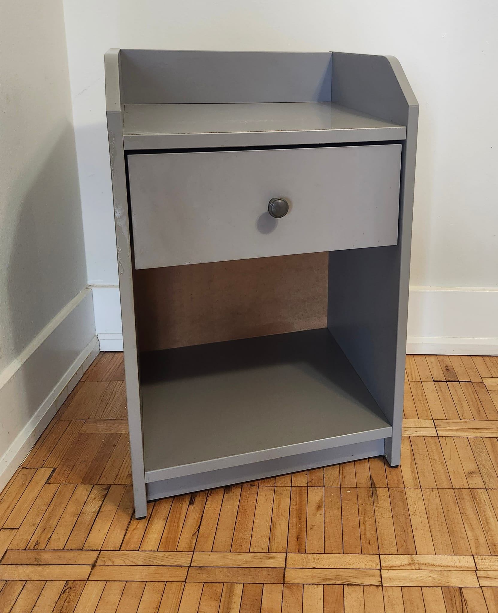 Grey Nightstand with Drawer