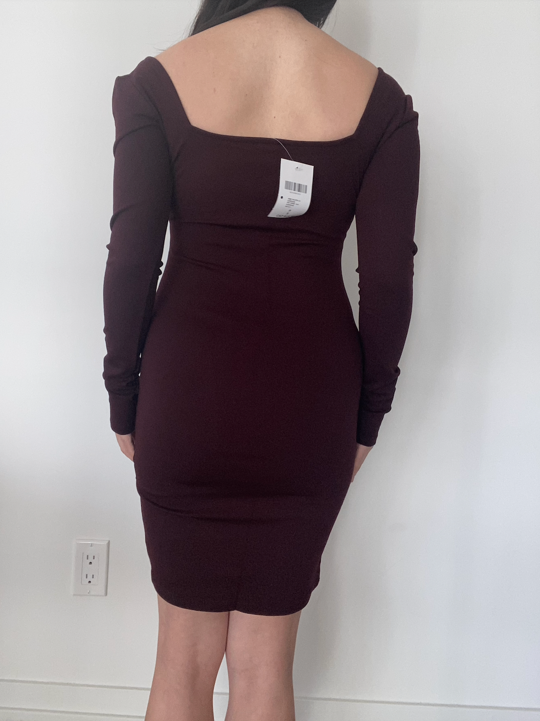 [NEW] Maroon Long-Sleeve Square Neck Dress - photo 3