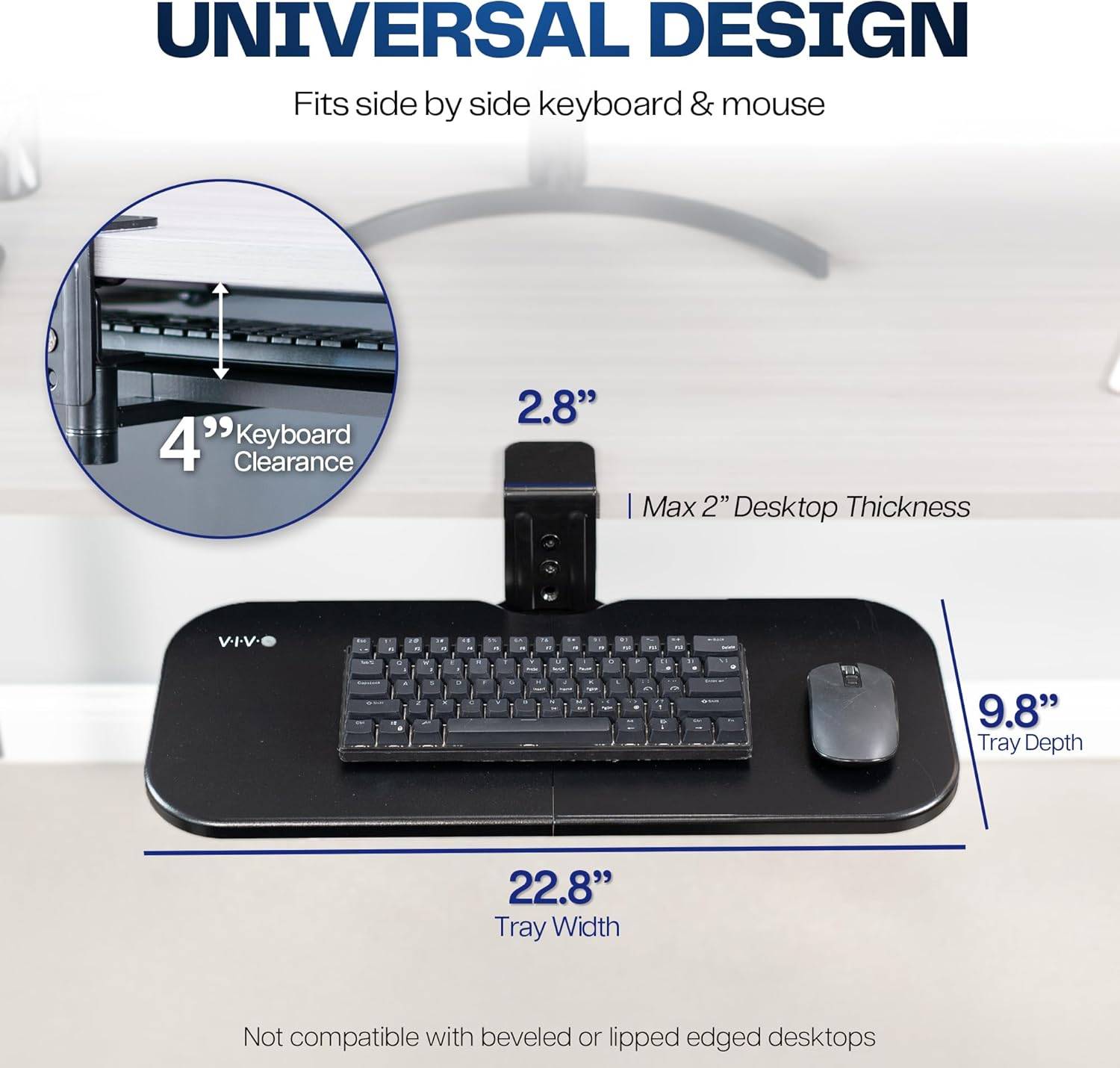 New  VIVO Clamp-on Rotating Computer Keyboard and Mouse Tray - photo 5