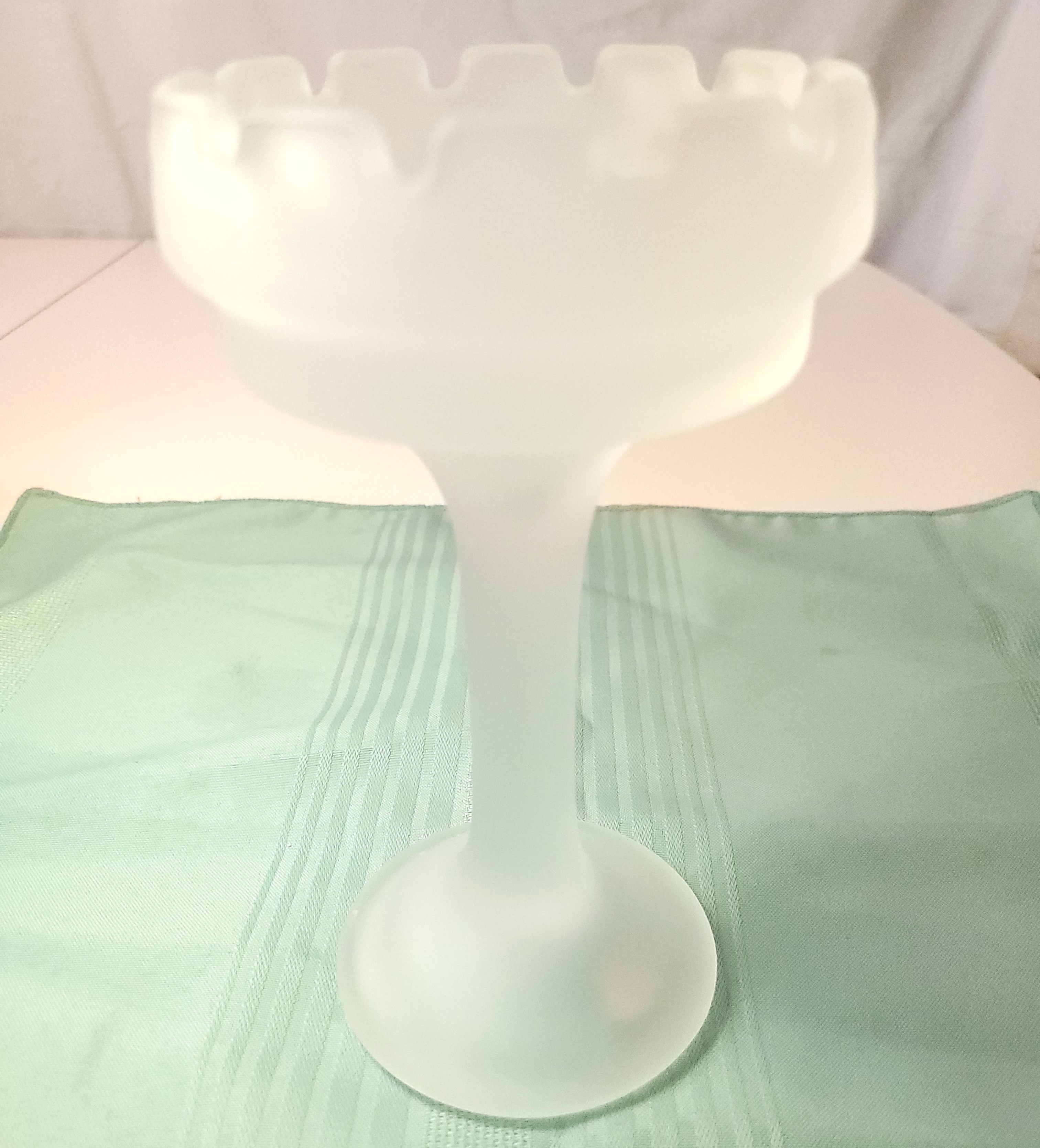 1990s Frosted Satin Glass Castle Turret Pedestal 7.25” - photo 5