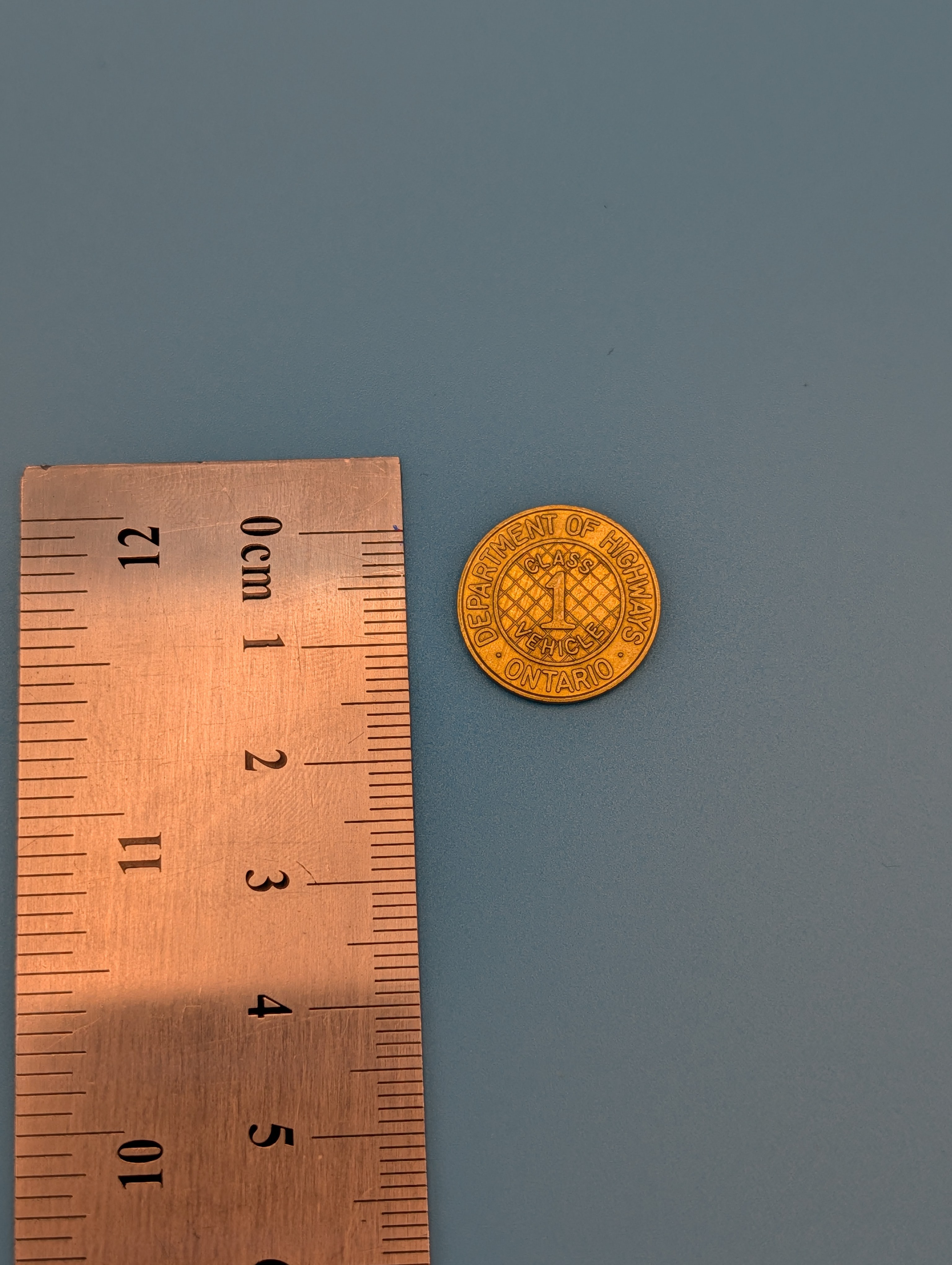ONTARIO DEPARTMENT OF HIGHWAYS Class 1 Vehicle BRASS TOLL TOKEN - photo 3