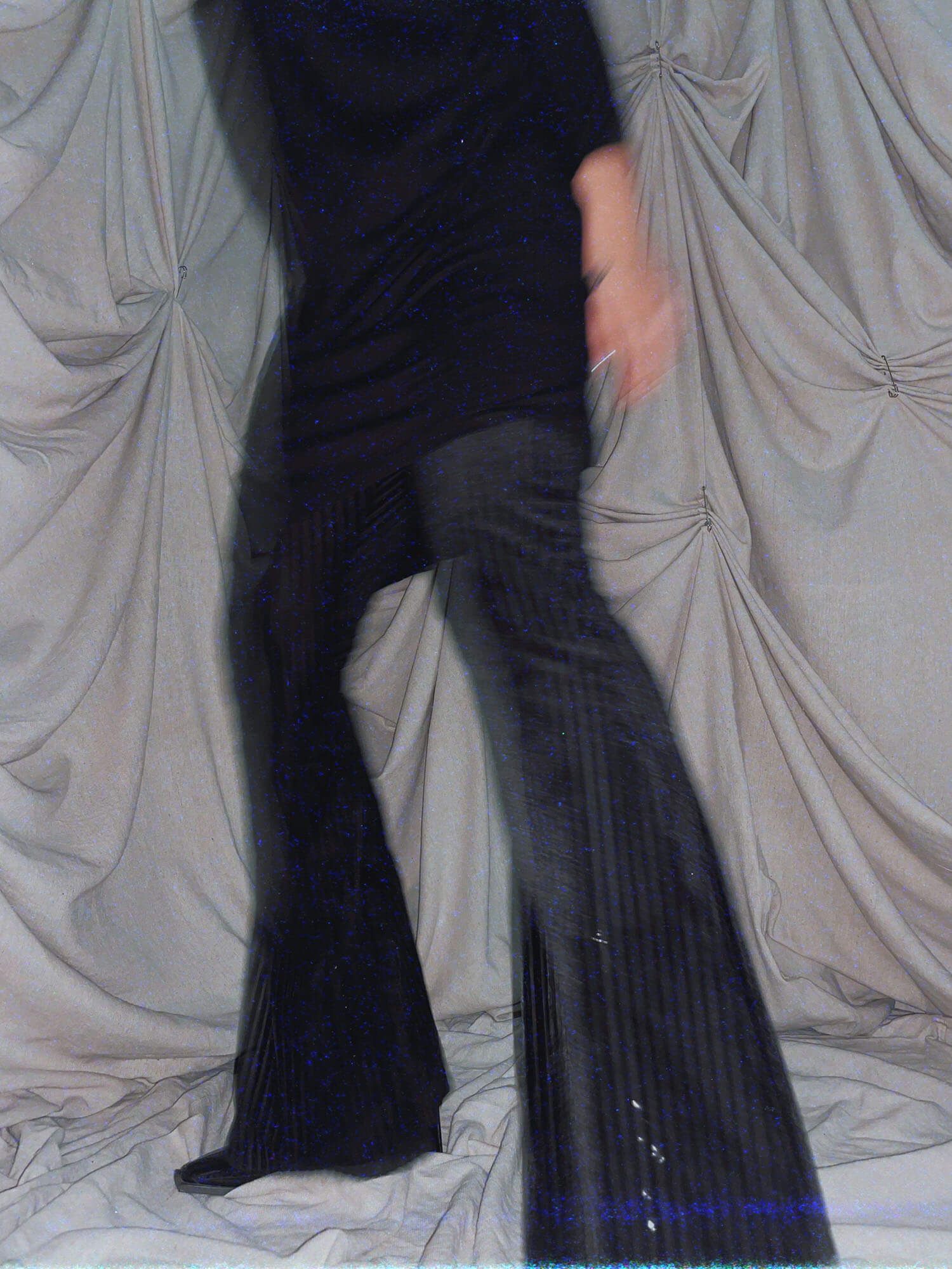 Sheer Stripe Disco Pants * Black velvet flare bottoms - photo 2