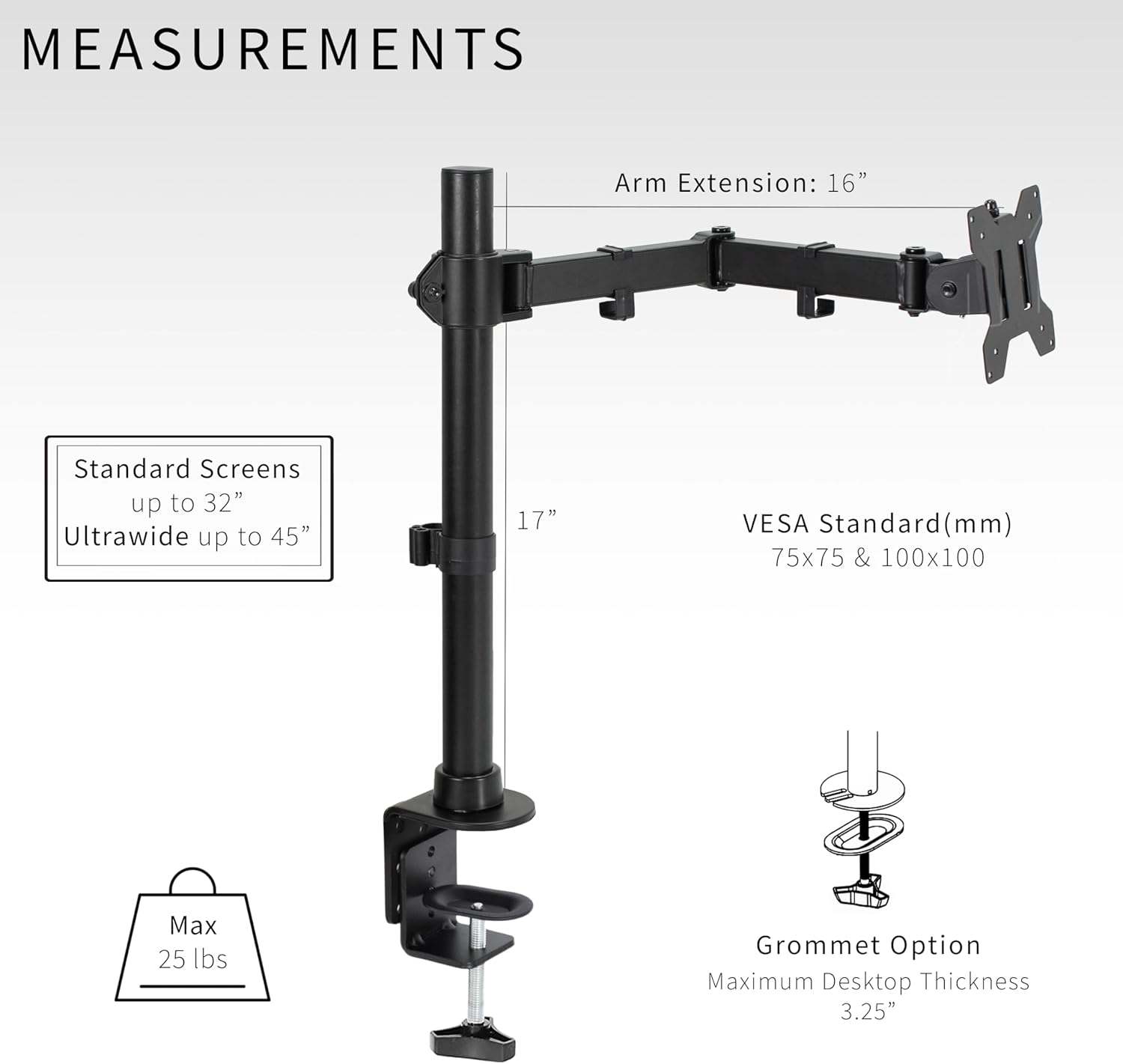 New VIVO Single Large Monitor Arm Desk Mount up to 45 inch - photo 5