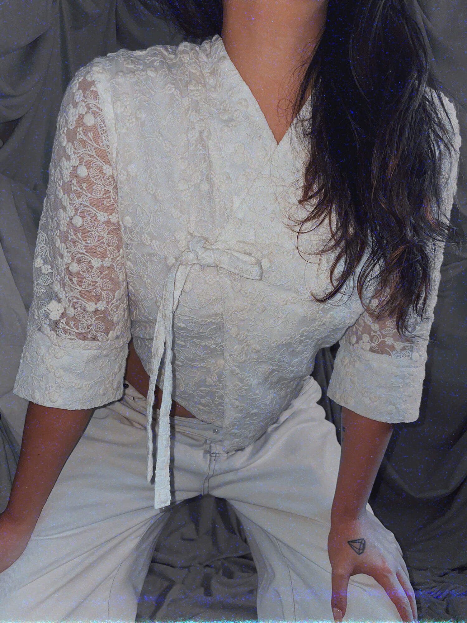 Contemporary 한복 (hanbok) Top ★ white 3/4 sleeve asian shirt - photo 3