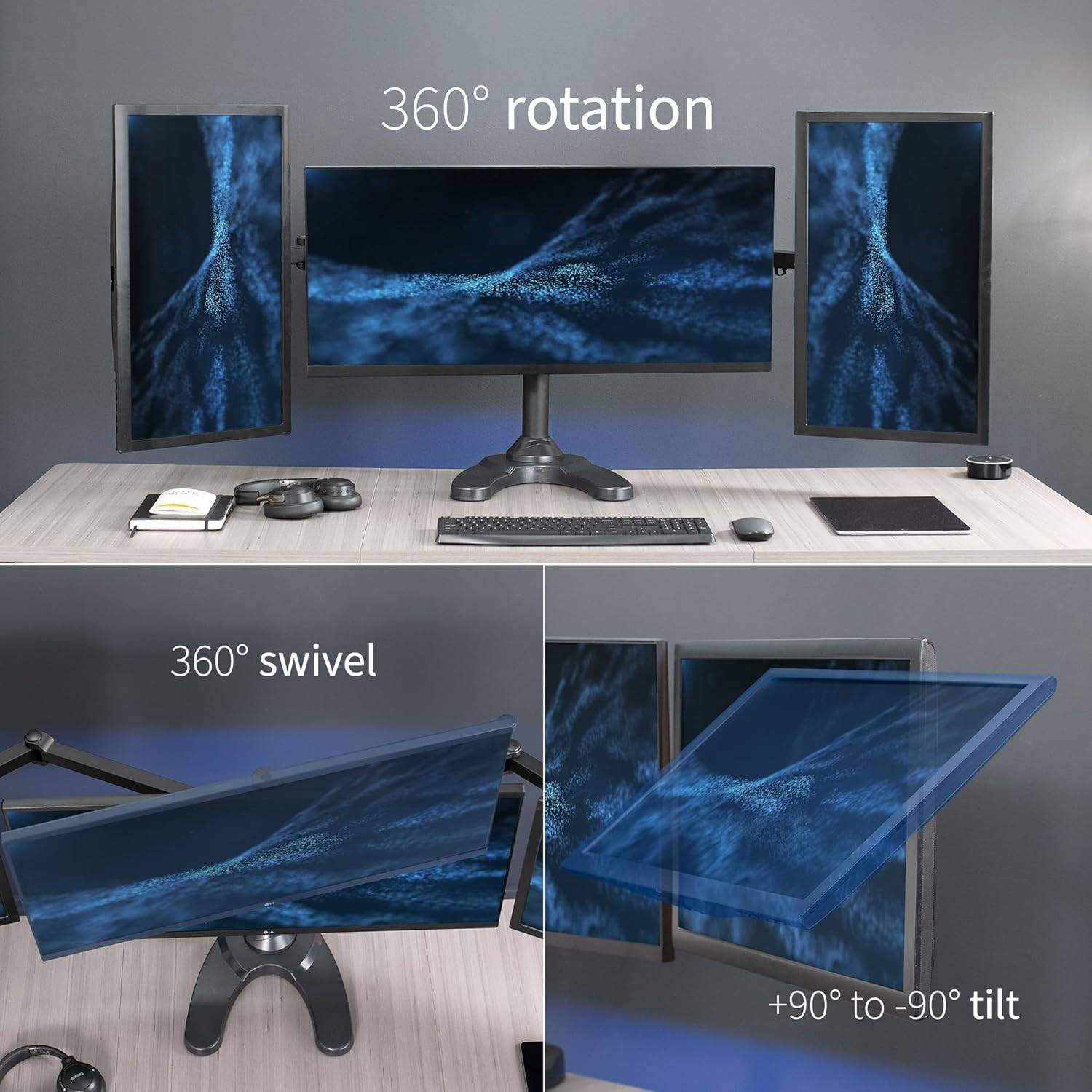 New VIVO Triple Computer Monitor Free Standing Desk Mount - photo 2