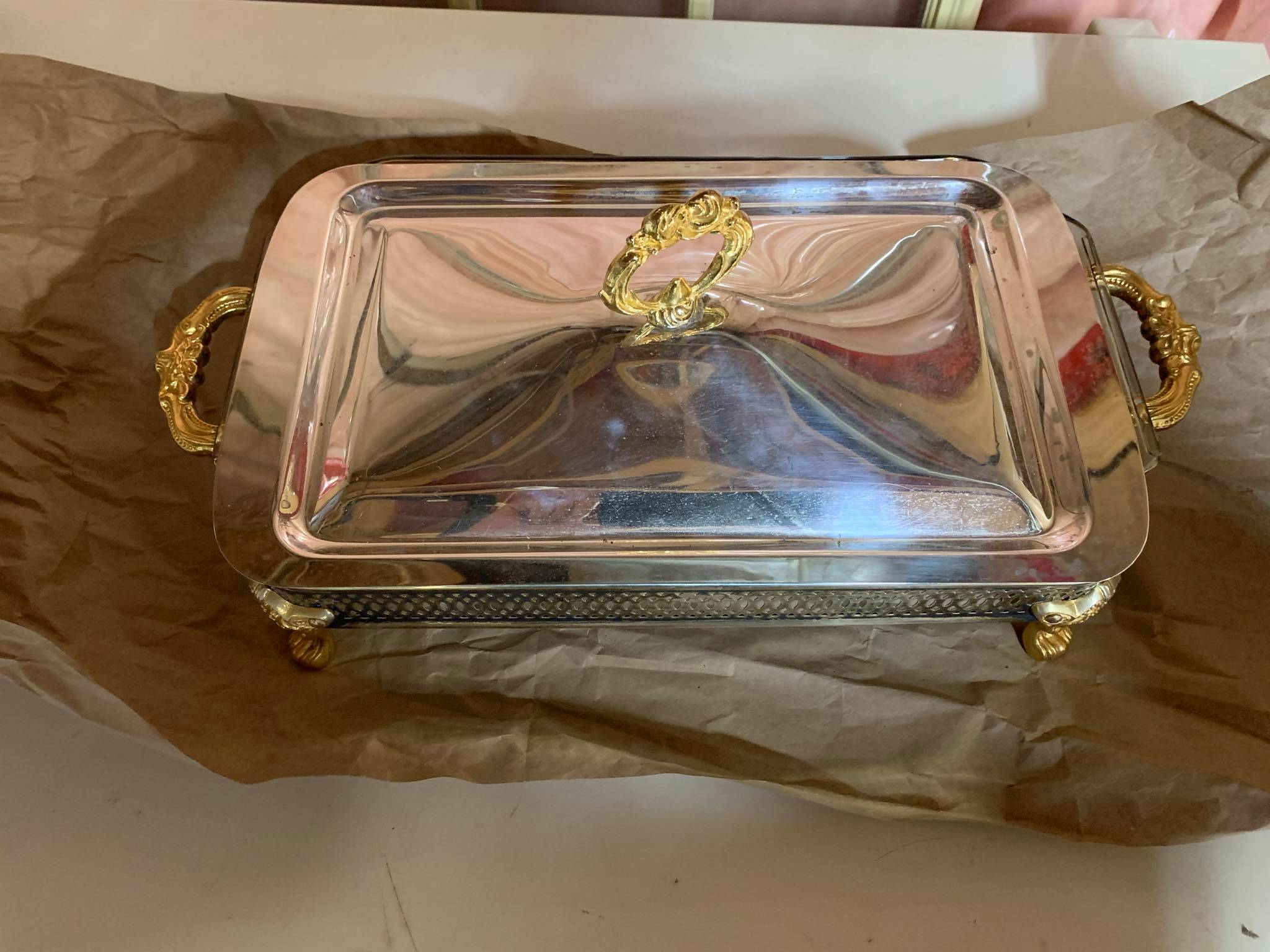 Silver plated with Glass Serving Dish with Lid - photo 2