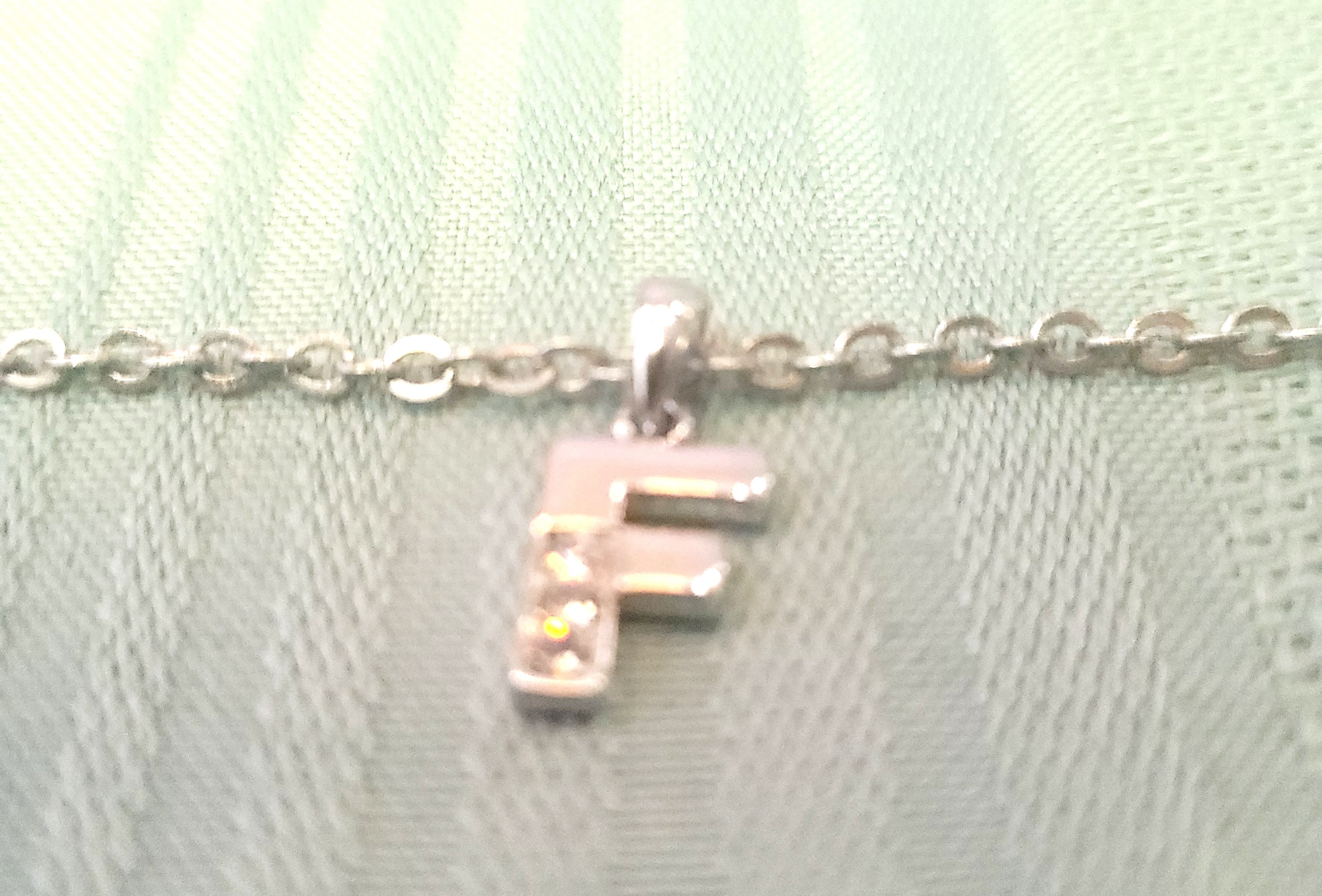 Block Letter F Initial Pendant Pavé Crystal Silver Tone Necklace - photo 2