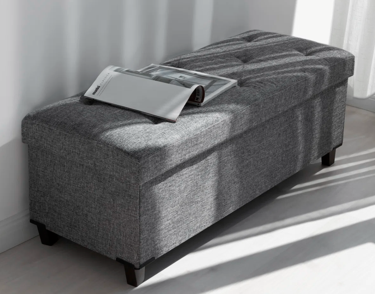 Jenaya Upholstered Storage Bench with Solid Wood Legs