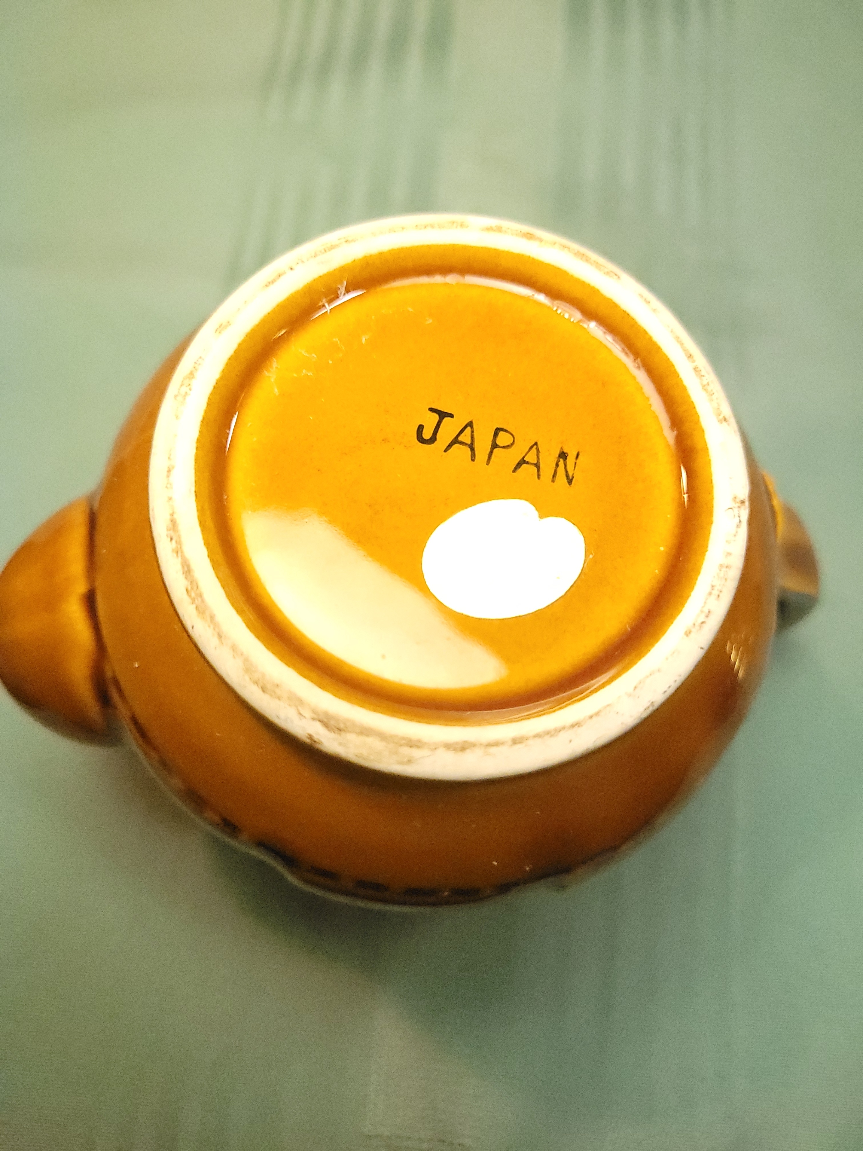Vtg 1950s Japanese Ceramic Floral Syrup Pitcher - Mustard Gold - photo 5