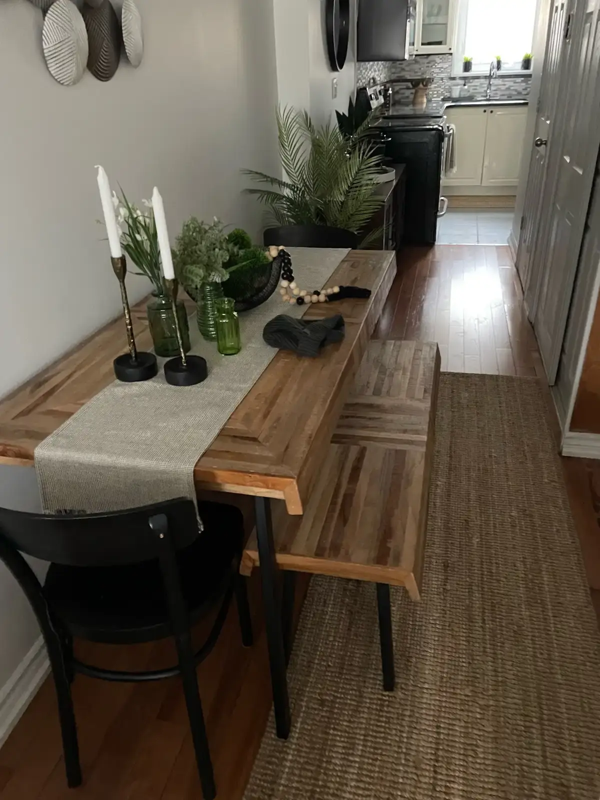 Wooden table and bench - photo 3