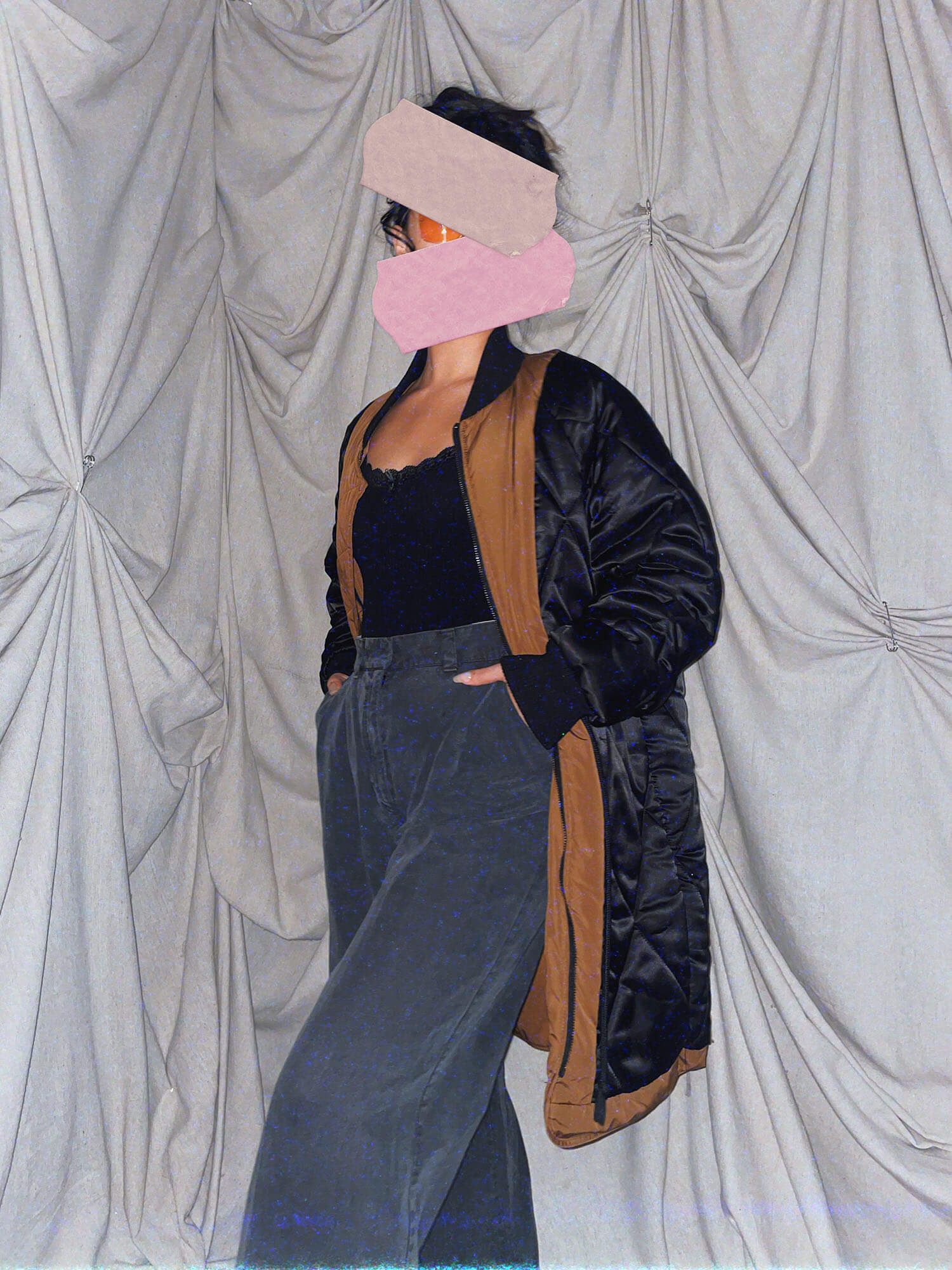 Inside Out Jacket ★ black quilt midi coat - photo 4
