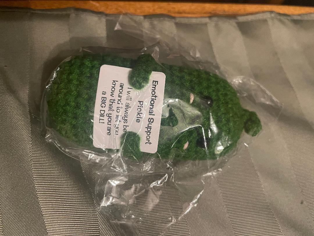 New not opened a Crotchet Emotional Support Pickle