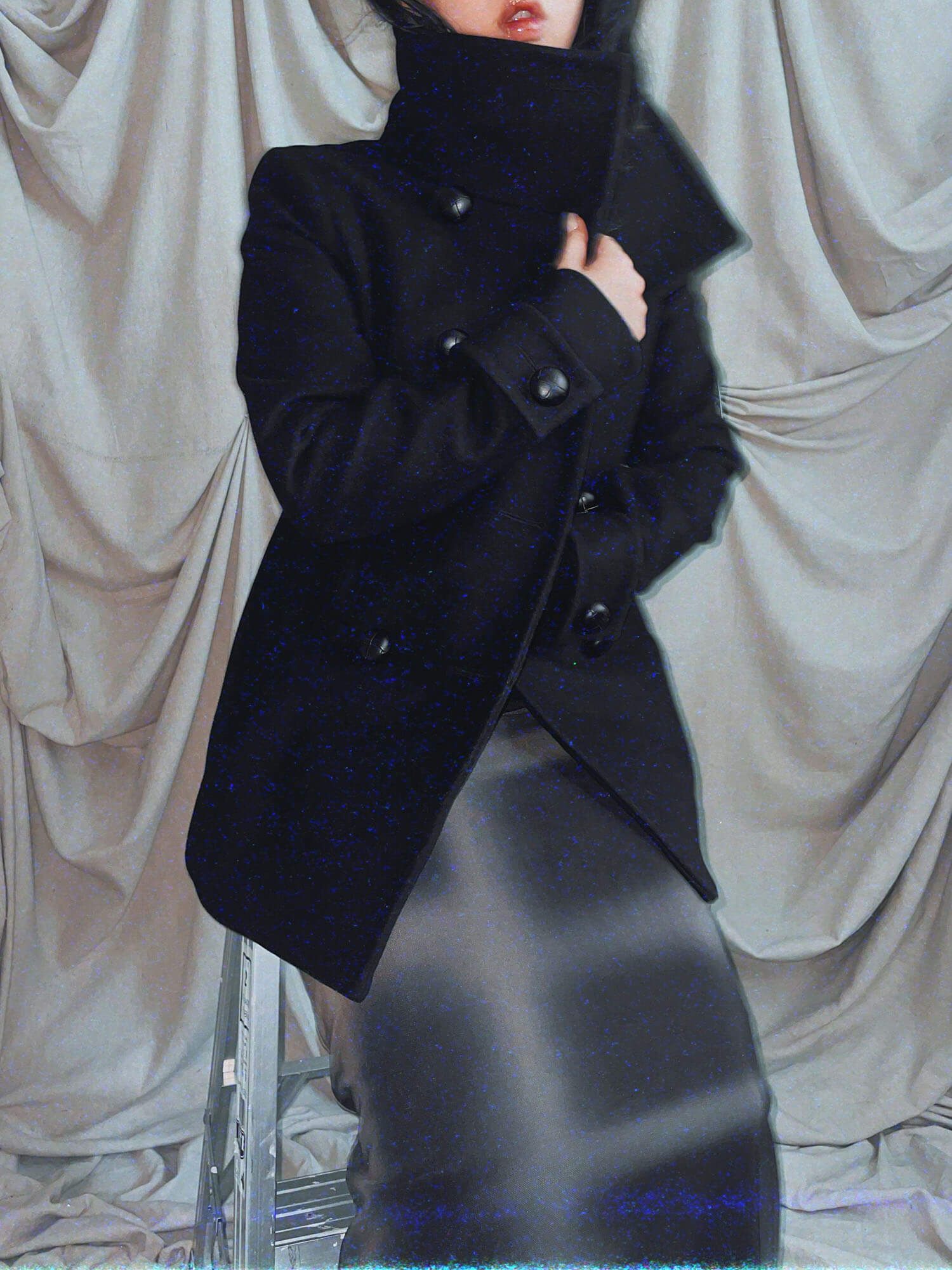 Black cashmere wool coat jacket outerwear - photo 2