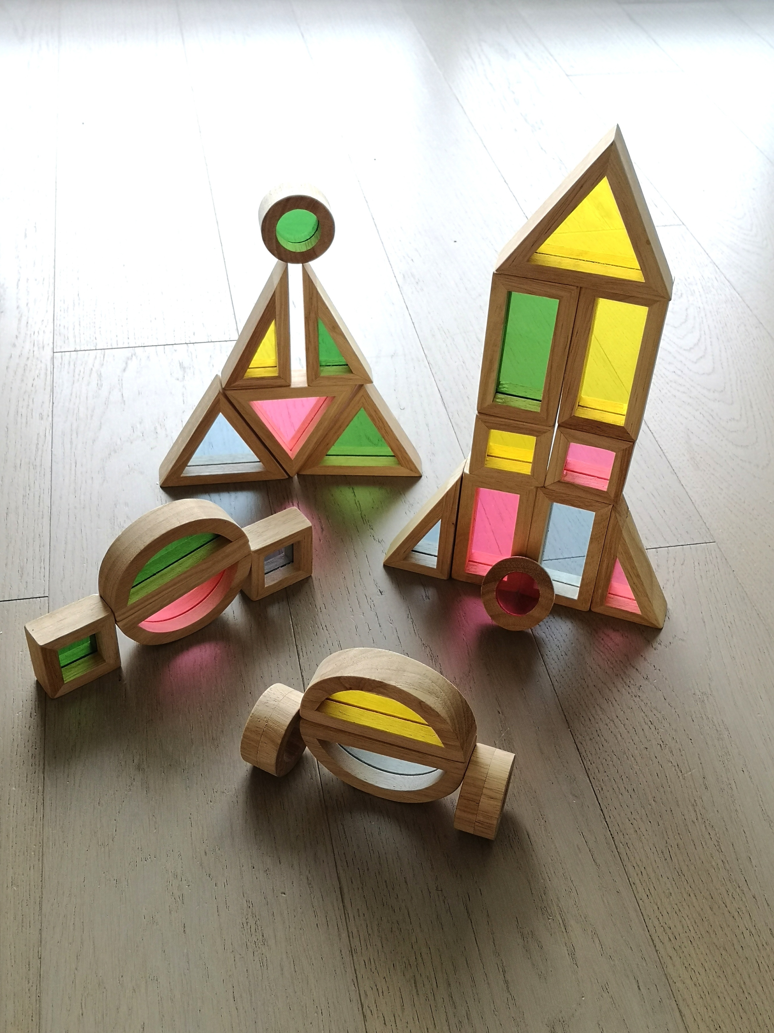 Rainbow Acrylic Blocks - Wooden Toys for Toddlers Gift