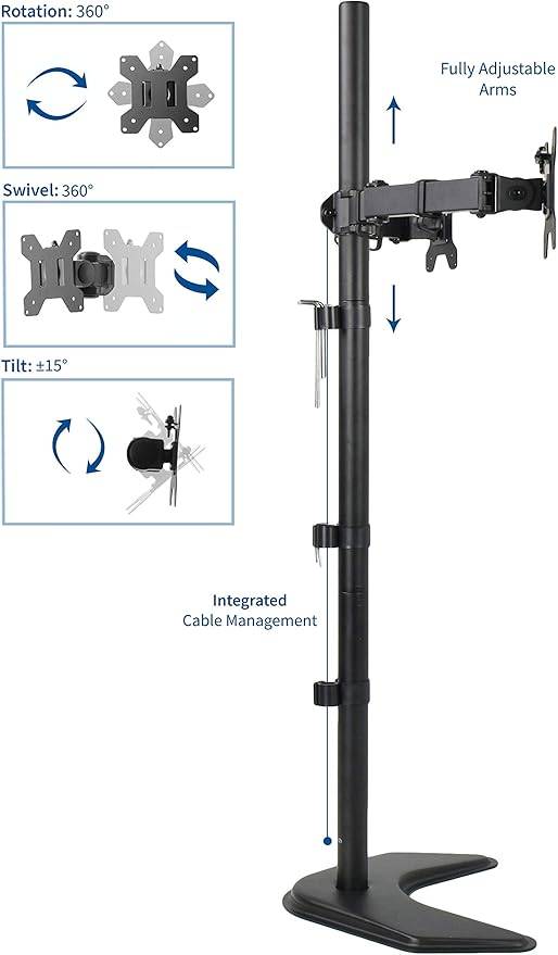New VIVO Dual Monitor Extra Tall Stand - 40"Pole - photo 3