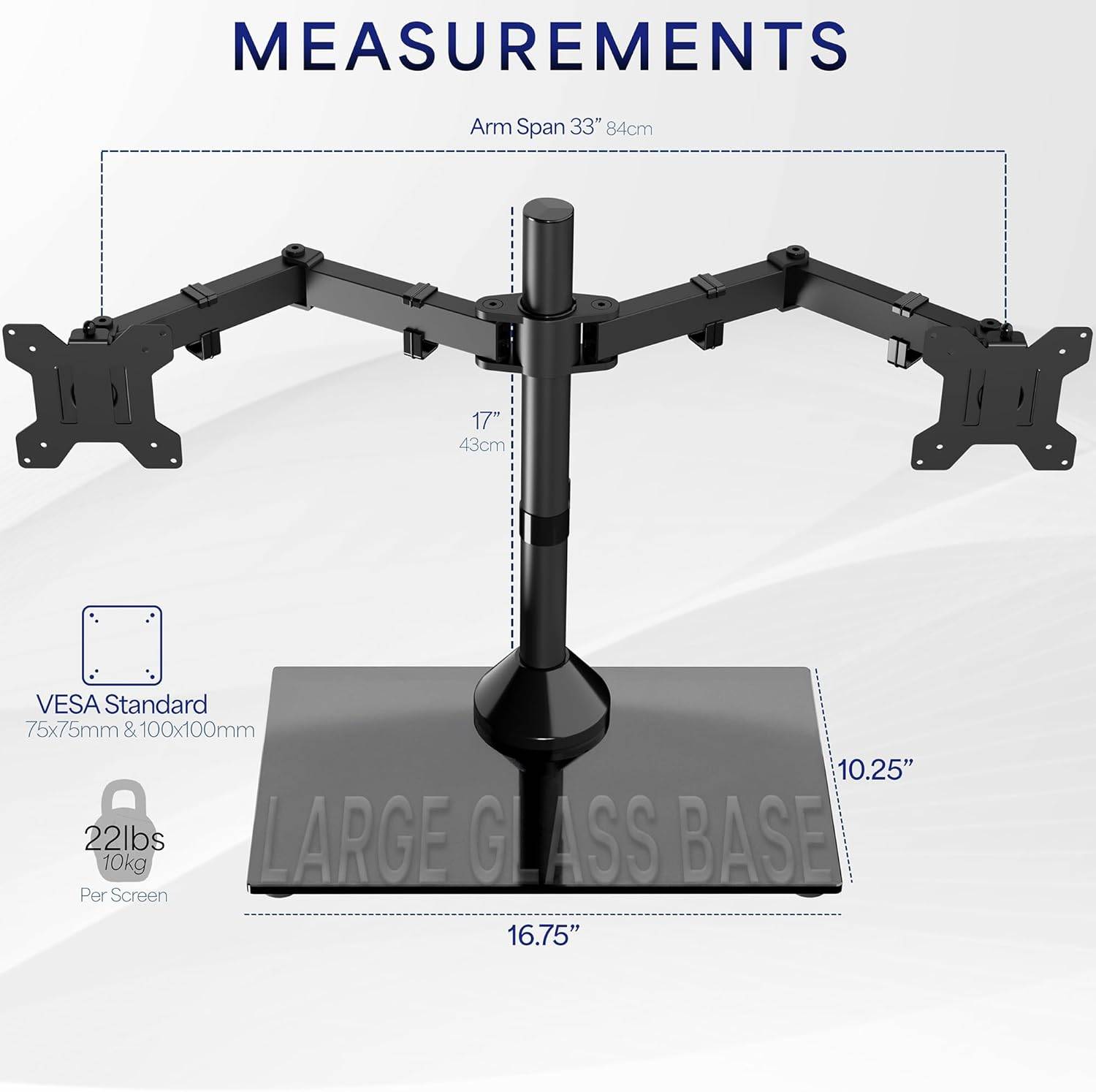 New  VIVO Freestanding Dual Monitor Stand with Sleek Glass Base - photo 3