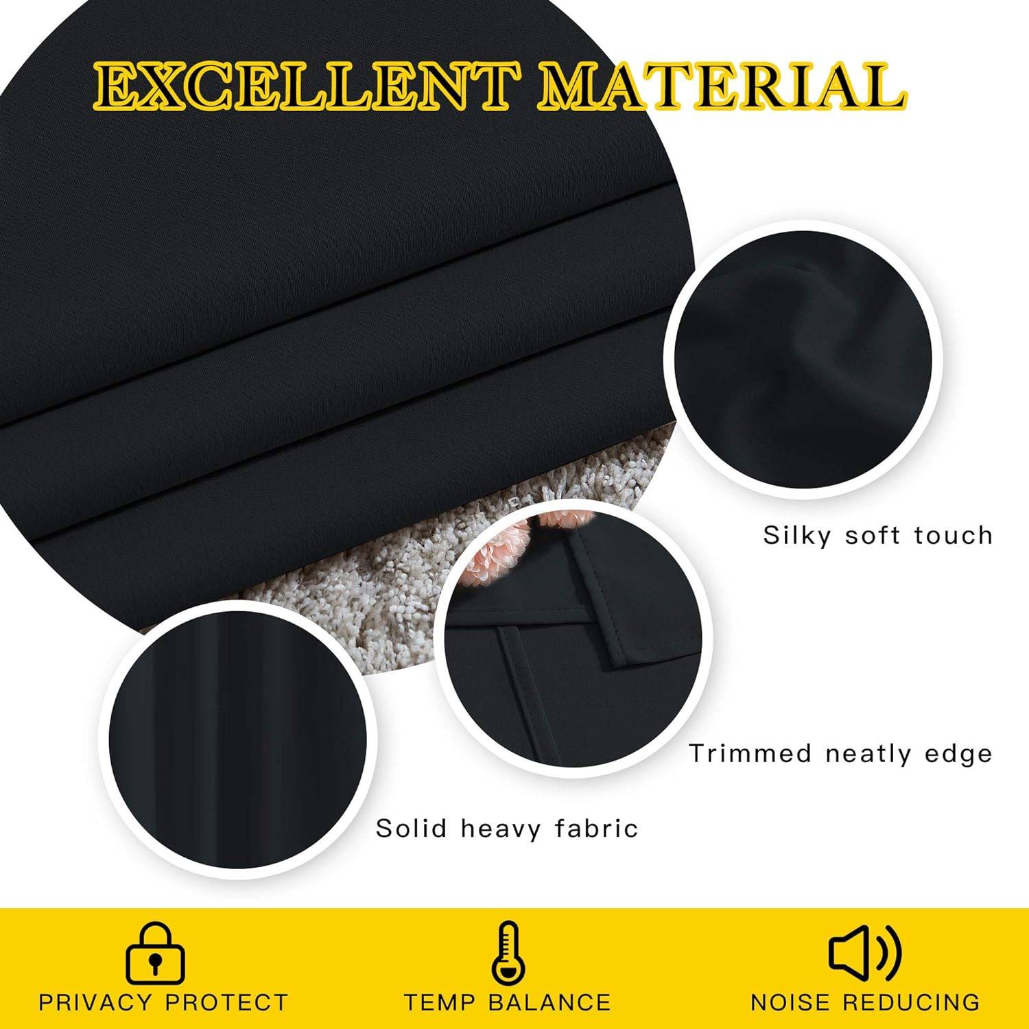 Blackout Curtains - Black, Grommet Top - photo 4