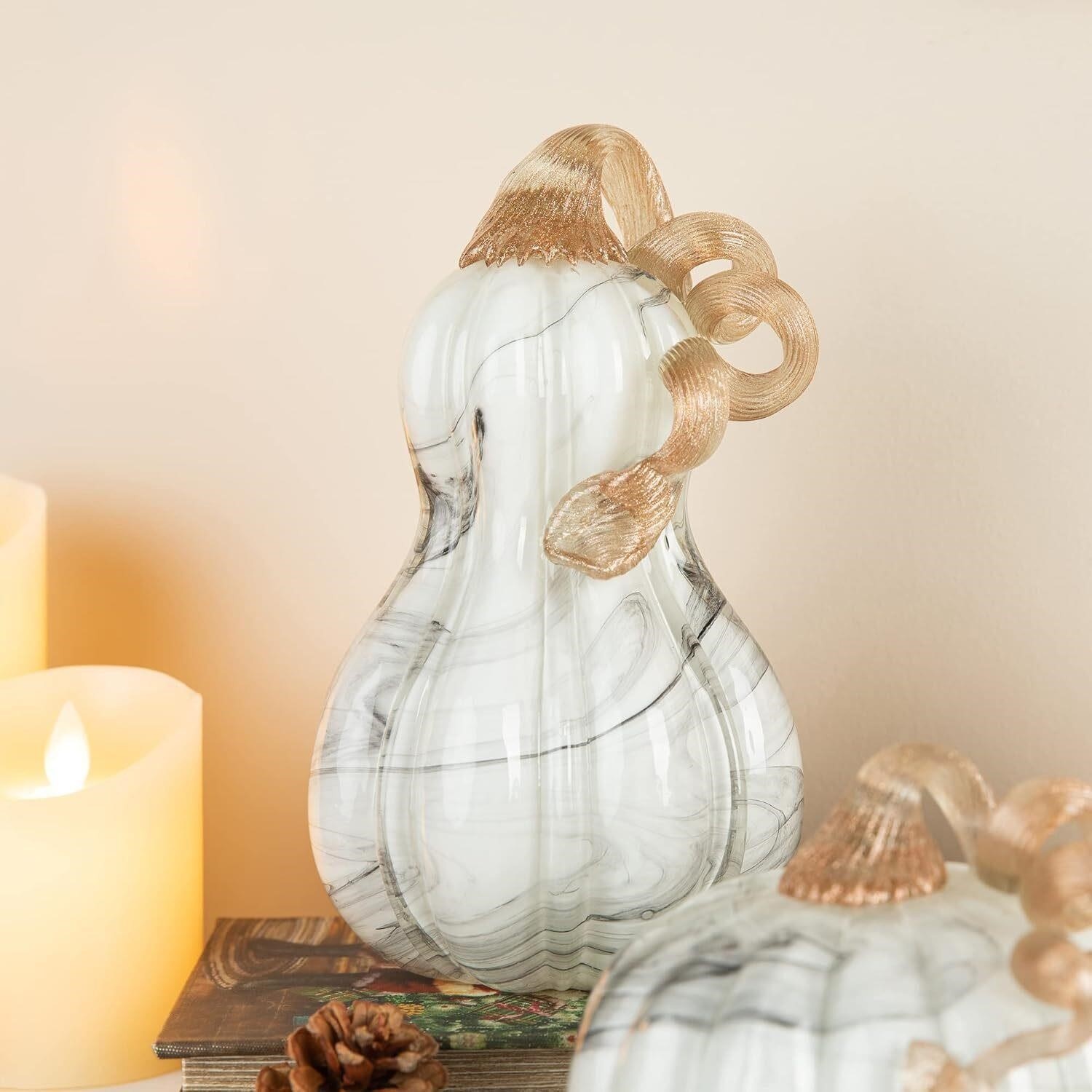Glitzhome Glass Pumpkin Set -Handmade Fall Harvest Decor - photo 3
